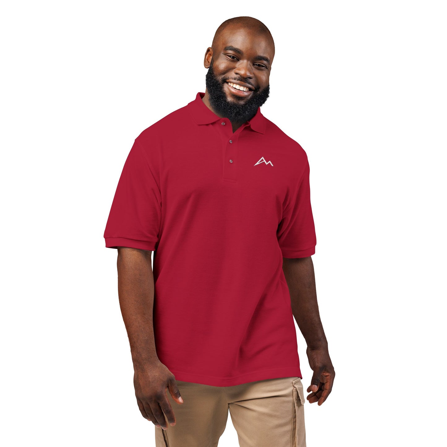 Embroidered Minimalist Mountain Polo Shirt