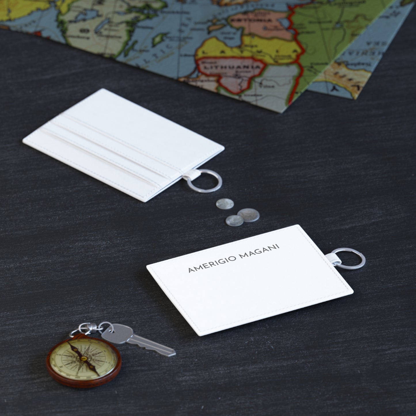 Personalized Saffiano Leather Card Holder – Minimal Name ID Wallet