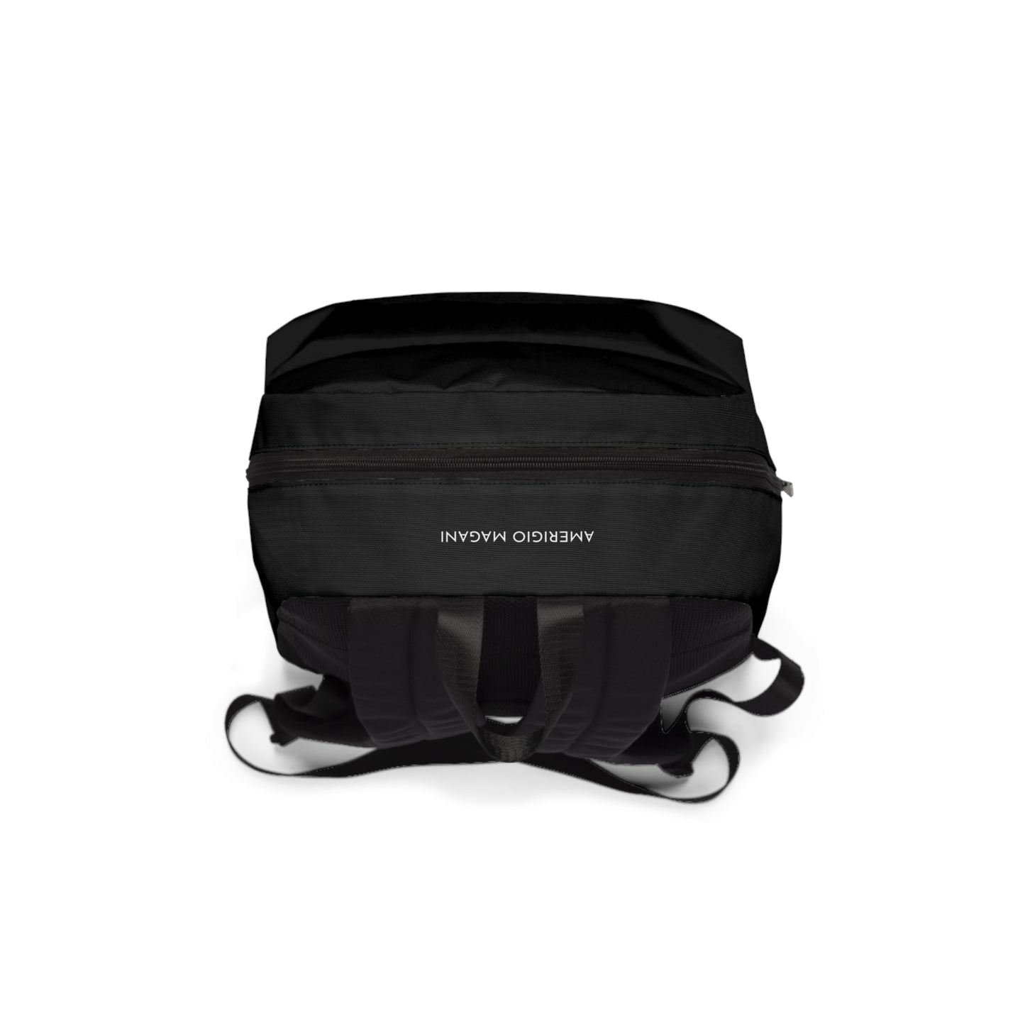 Minimal Black AM Logo Backpack — Classic Everyday Laptop Backpack