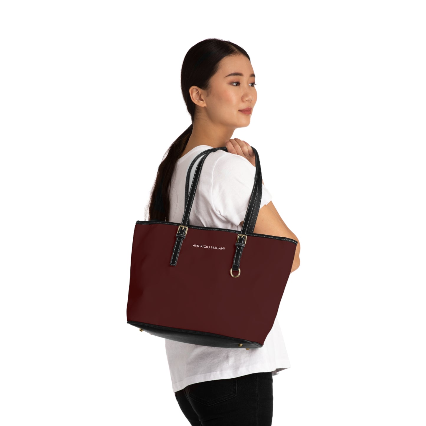Navy PU Leather Shoulder Bag