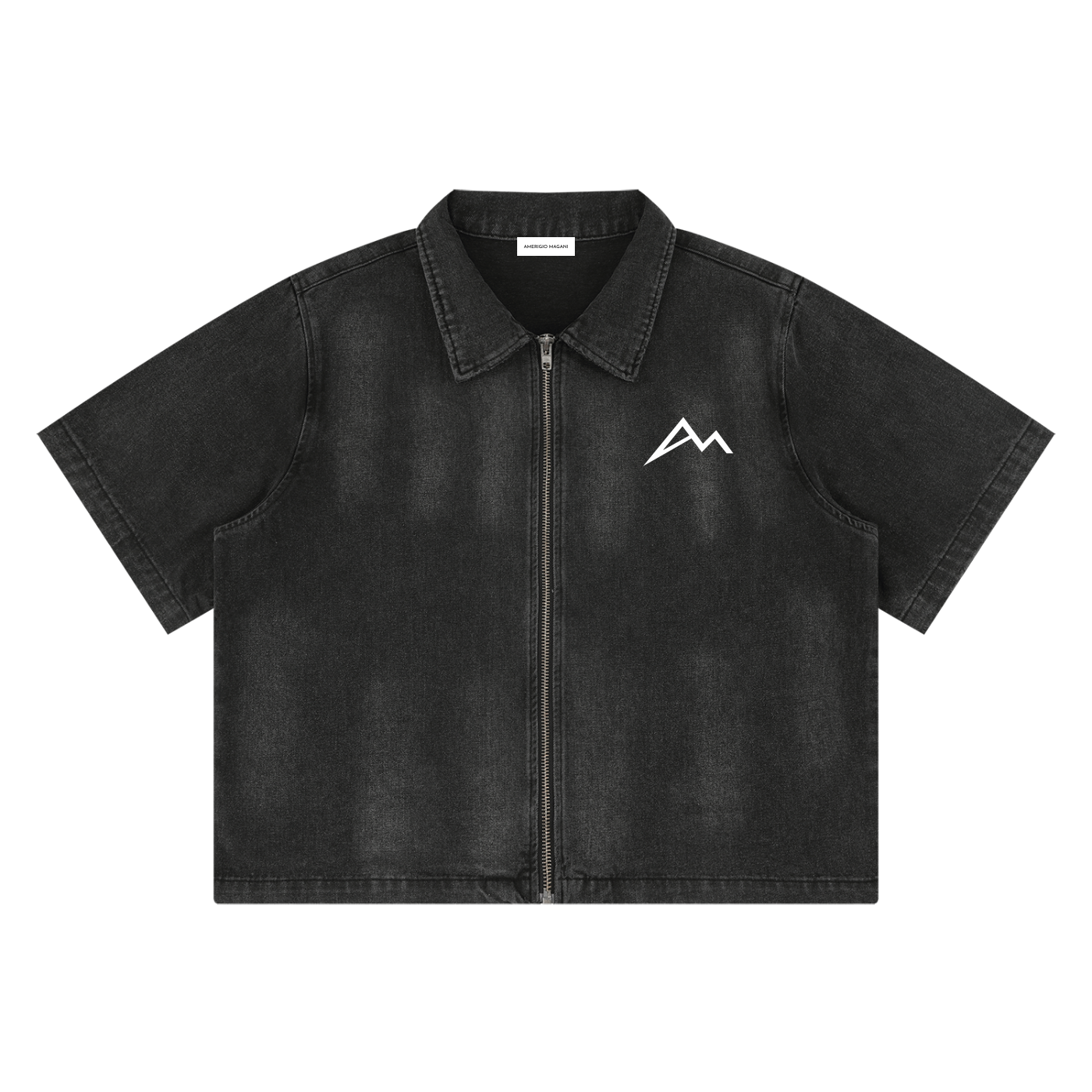 Unisex Vintage Washed Full-Zip Denim Shirt