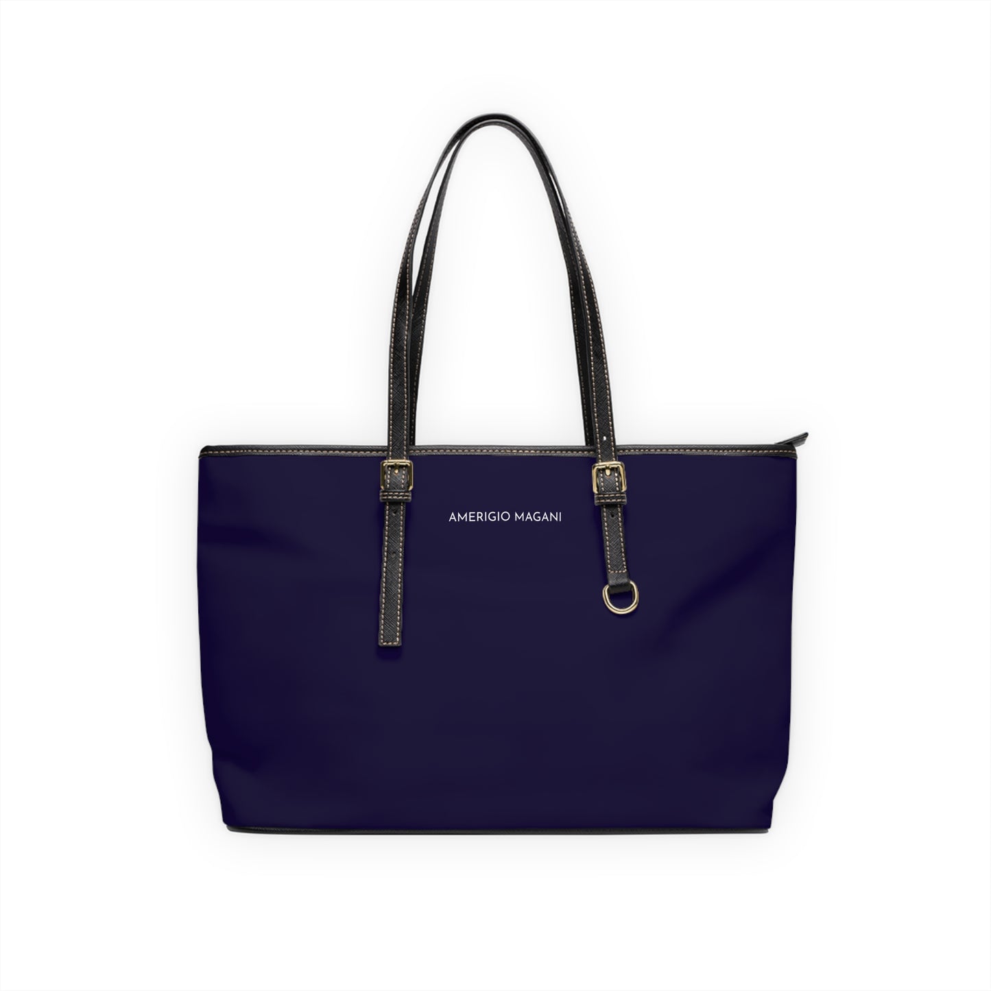 Navy PU Leather Shoulder Bag