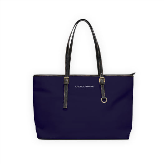 Navy PU Leather Shoulder Bag