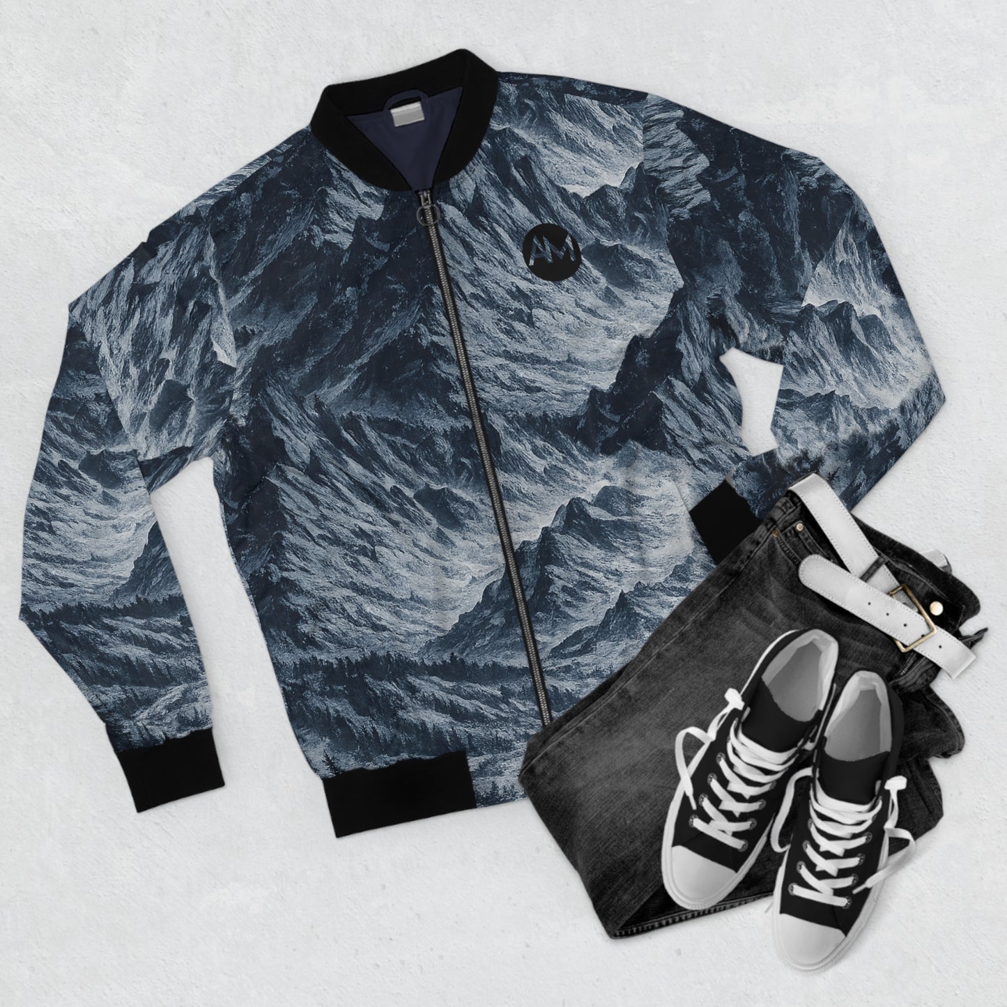 Mountain Wave Bomber Jacket — All-Over Print Men's Outerwear