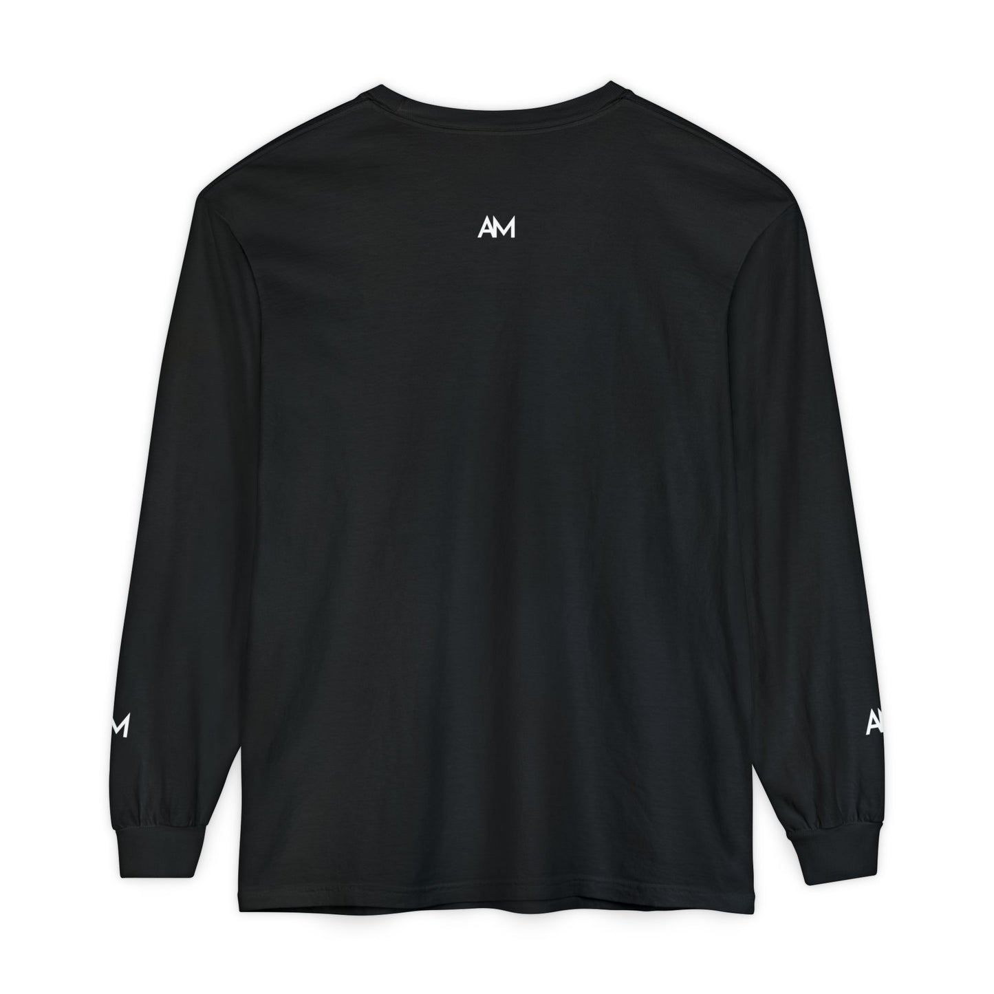 AM Logo Garment-Dyed Long Sleeve T-Shirt — Minimalist Unisex Tee