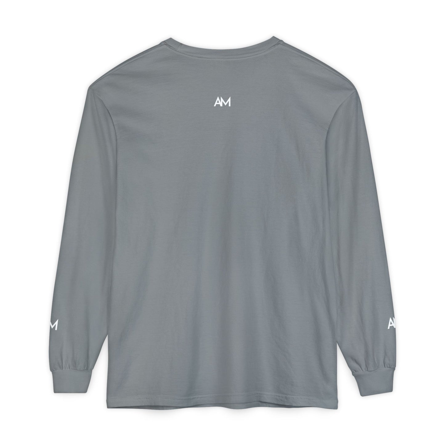 AM Logo Garment-Dyed Long Sleeve T-Shirt — Minimalist Unisex Tee