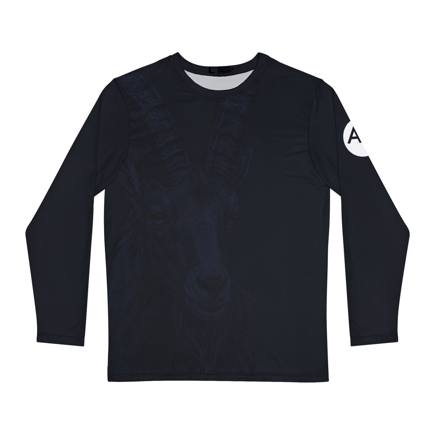 Goat Silhouette Long Sleeve Shirt — Bold Black Capricorn Graphic