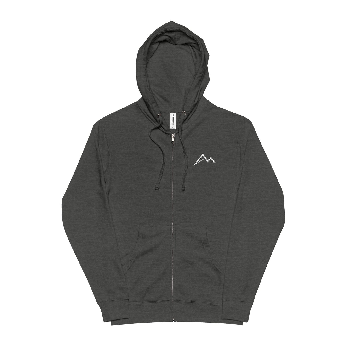 Mountain Logo Zip-Up Hoodie — Minimal Outdoor Fleece Jacket