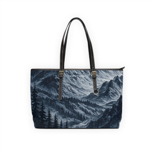 Mountain Mist PU Leather Shoulder Bag — Scenic Forest Valley Tote
