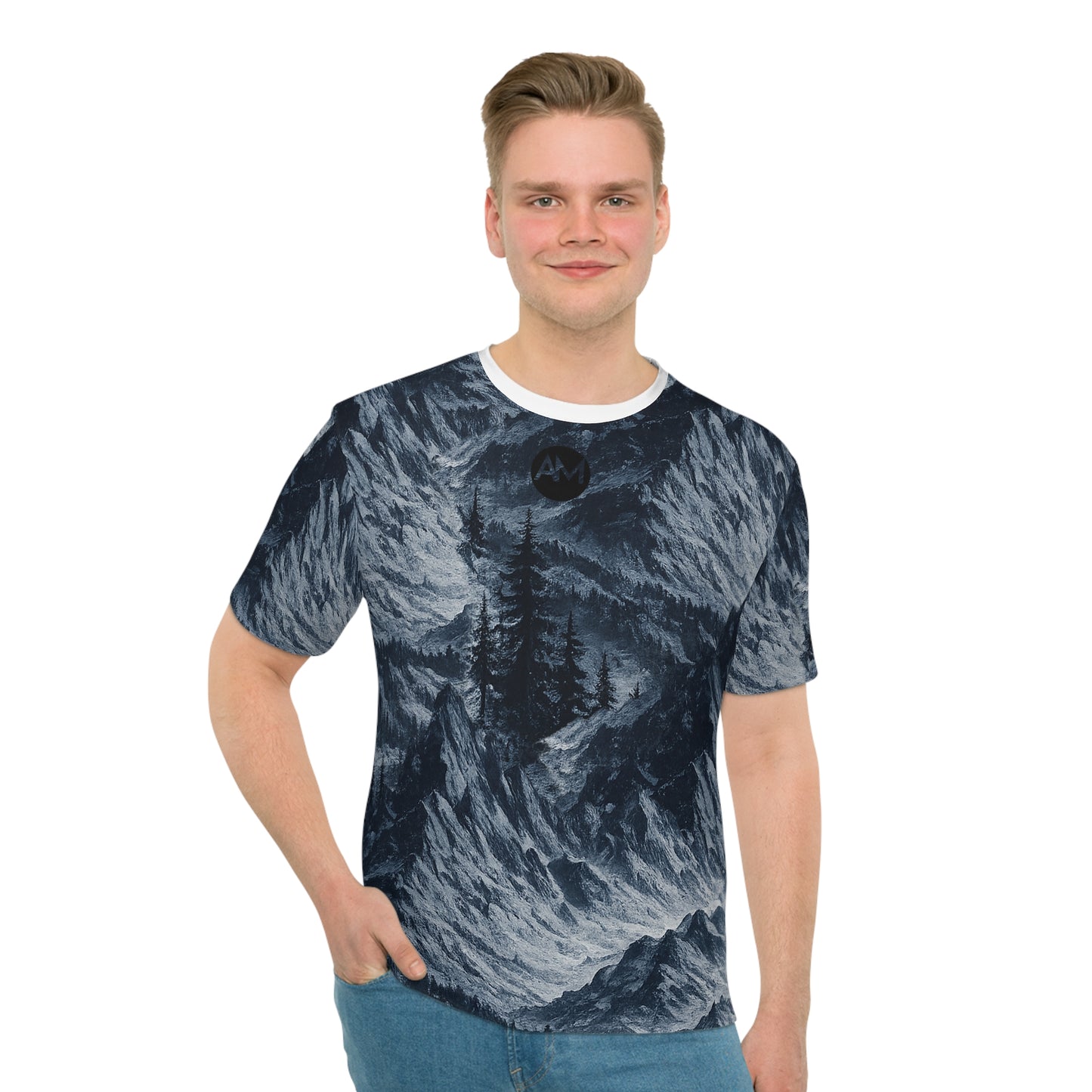 Mountain Forest All-Over Print T-Shirt — Moody Wilderness Graphic Tee