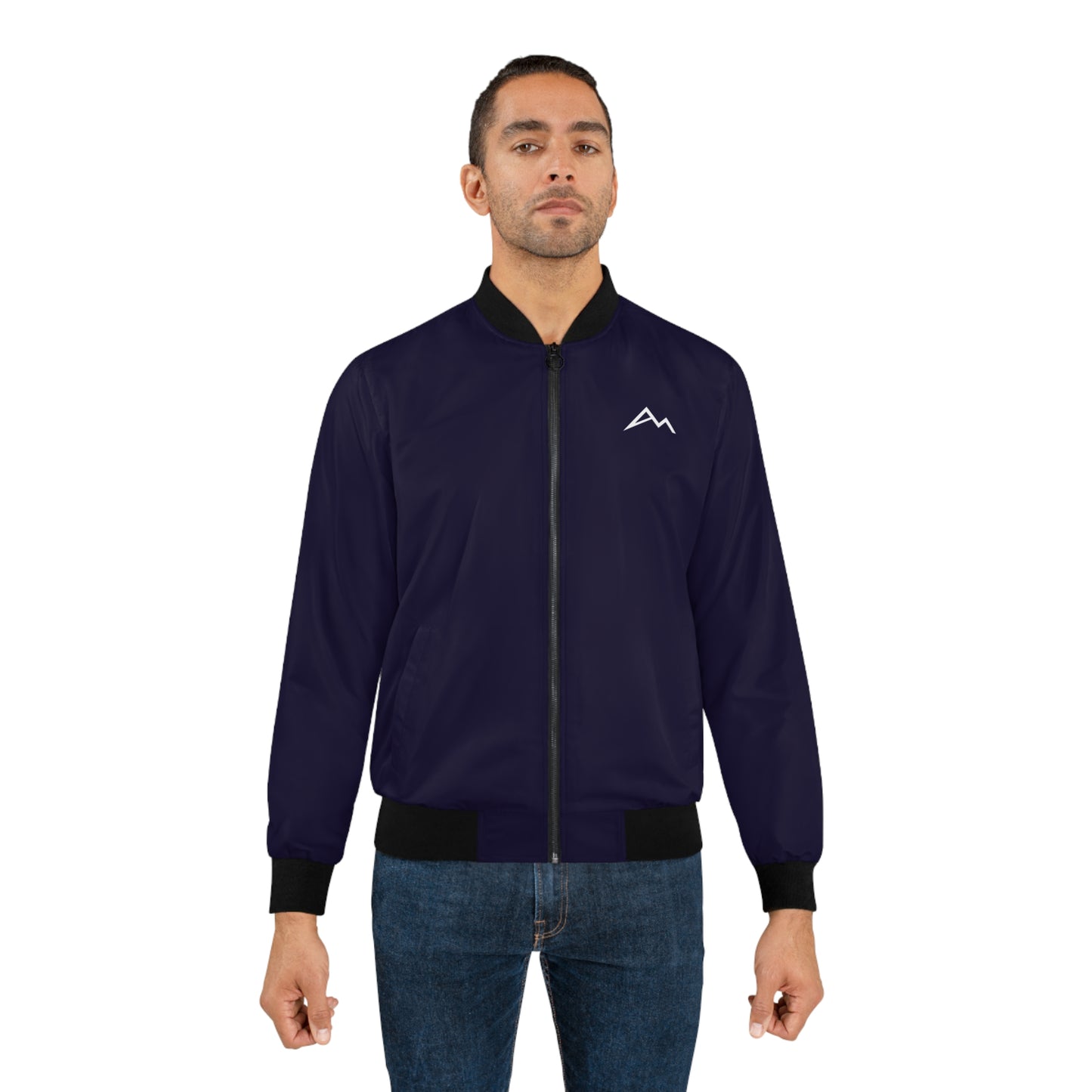 Men's Navy Mountain Logo Bomber Jacket