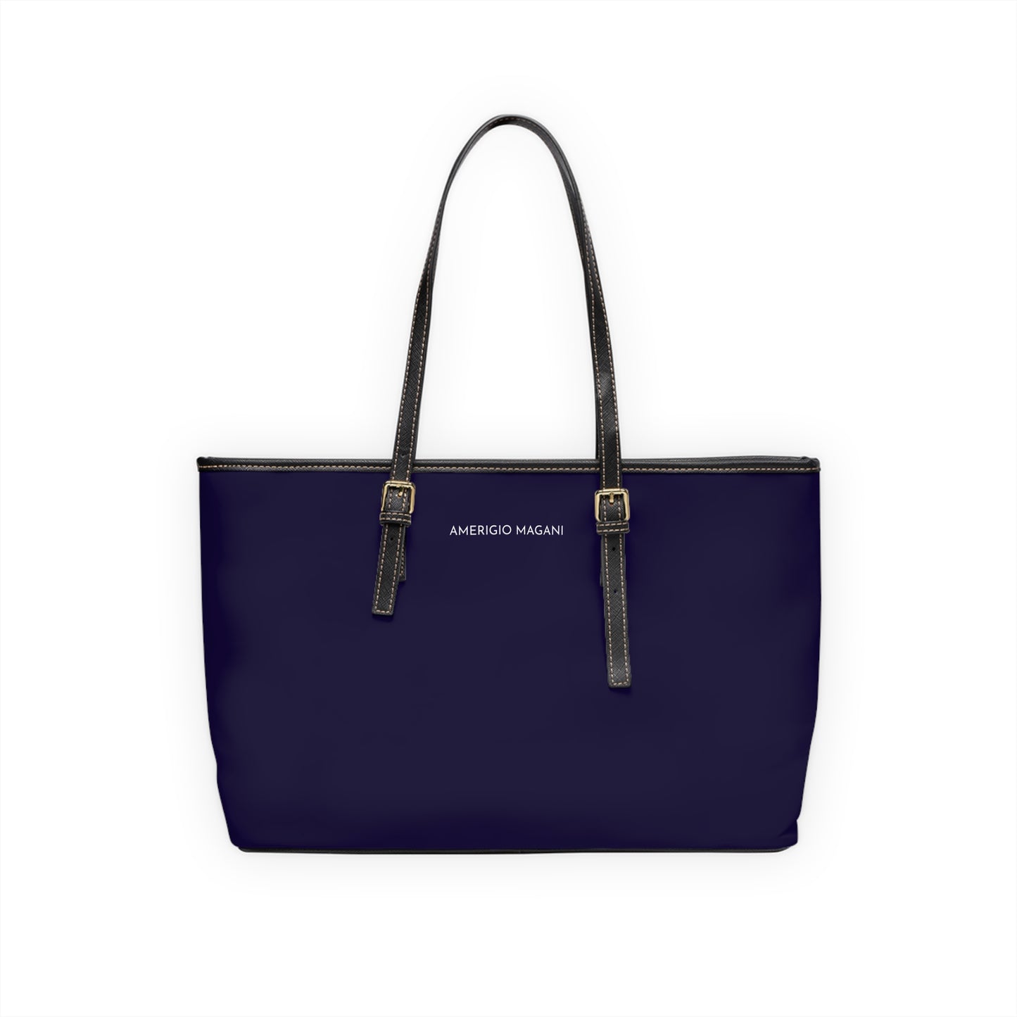 Navy PU Leather Shoulder Bag