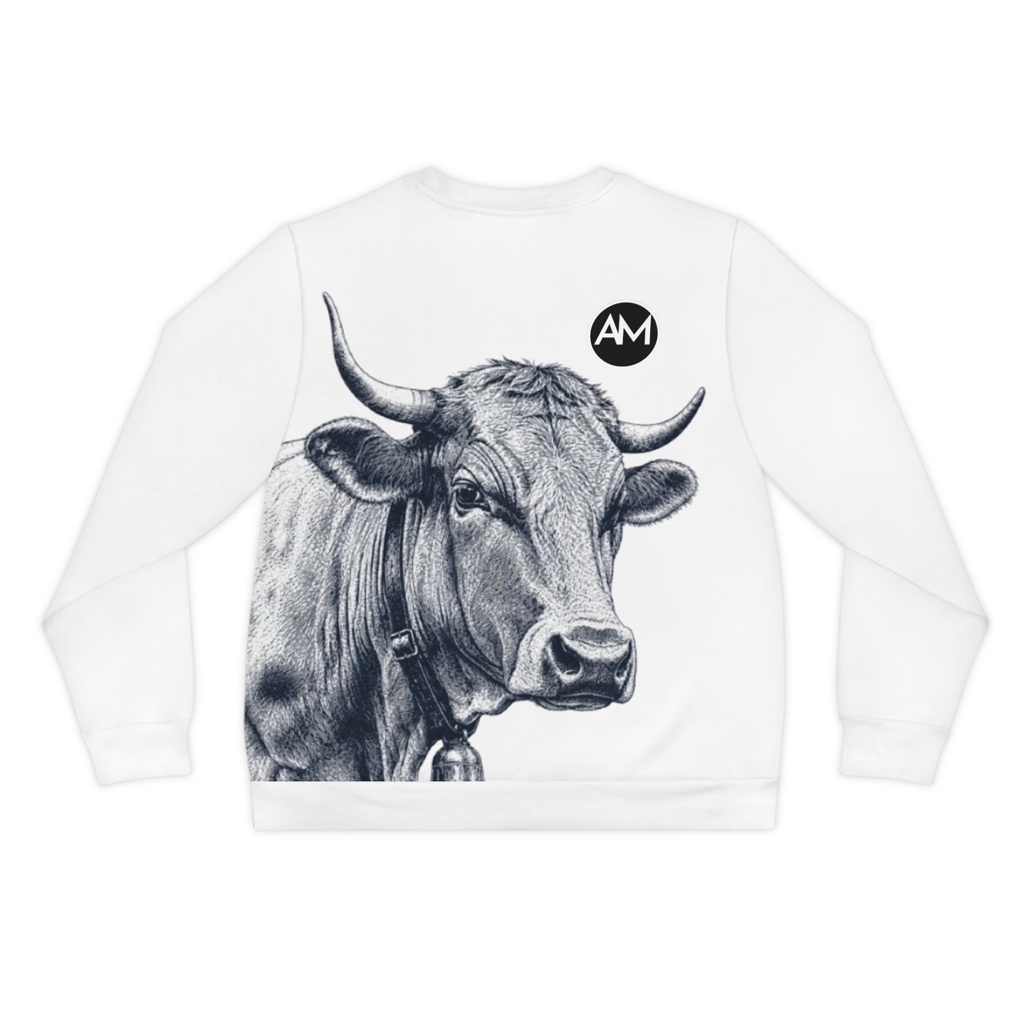 Sweat-shirt illustration vache — Pull léger motif ranch noir et blanc vintage