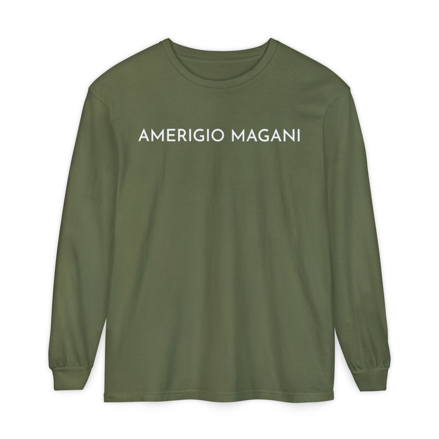 Amerigio Magani Long Sleeve Tee — Minimalist Name Graphic Shirt