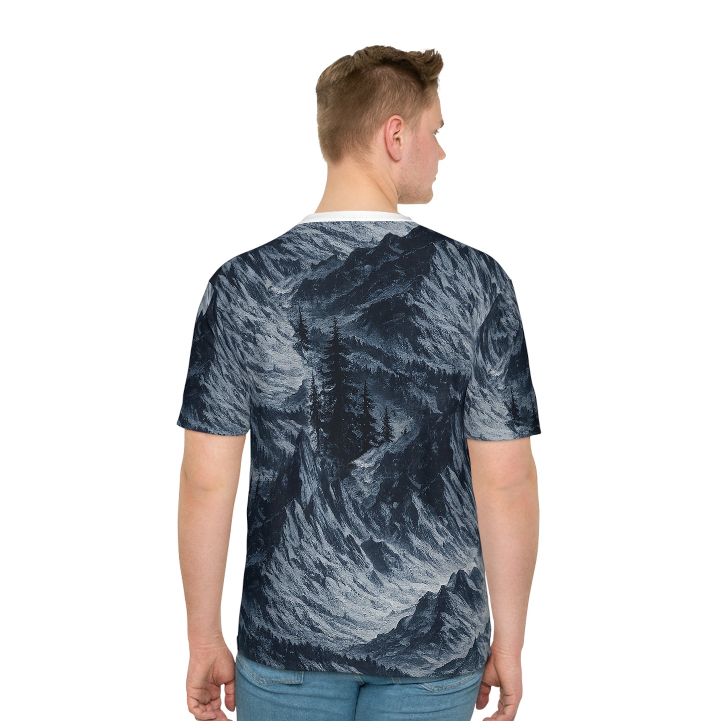 Mountain Forest All-Over Print T-Shirt — Moody Wilderness Graphic Tee