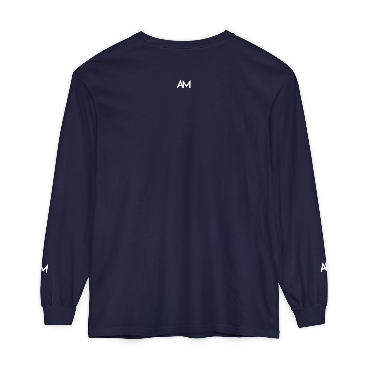AM Logo Garment-Dyed Long Sleeve T-Shirt — Minimalist Unisex Tee