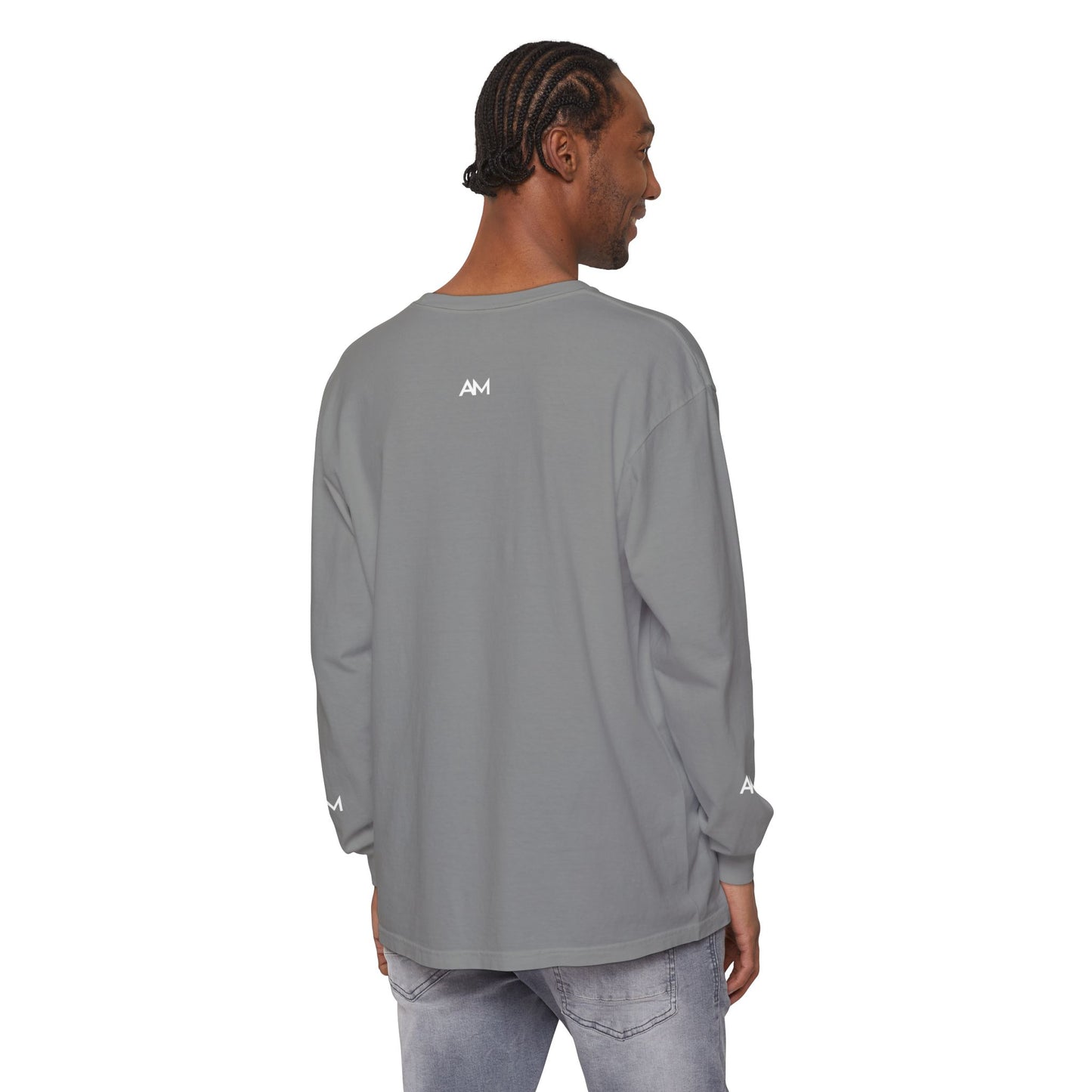 AM Logo Garment-Dyed Long Sleeve T-Shirt — Minimalist Unisex Tee