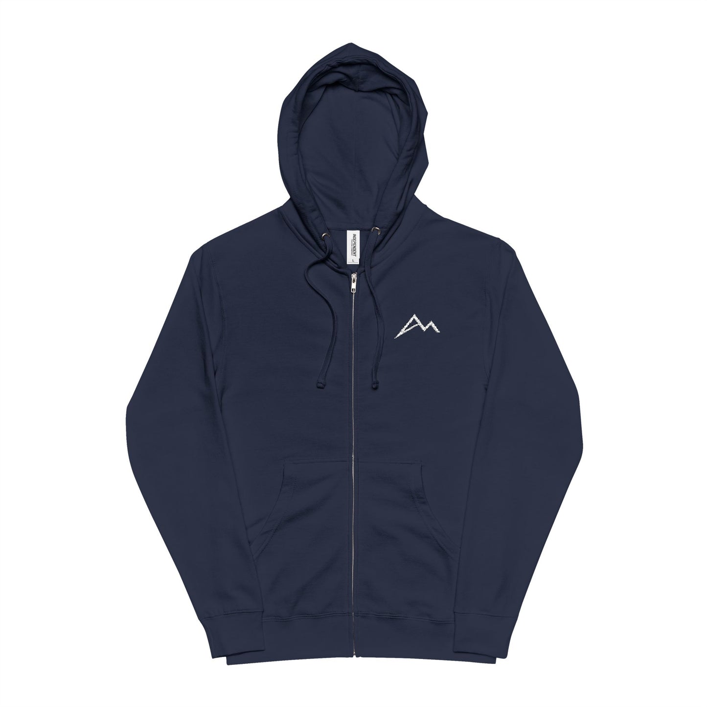 Mountain Logo Zip-Up Hoodie — Minimal Outdoor Fleece Jacket