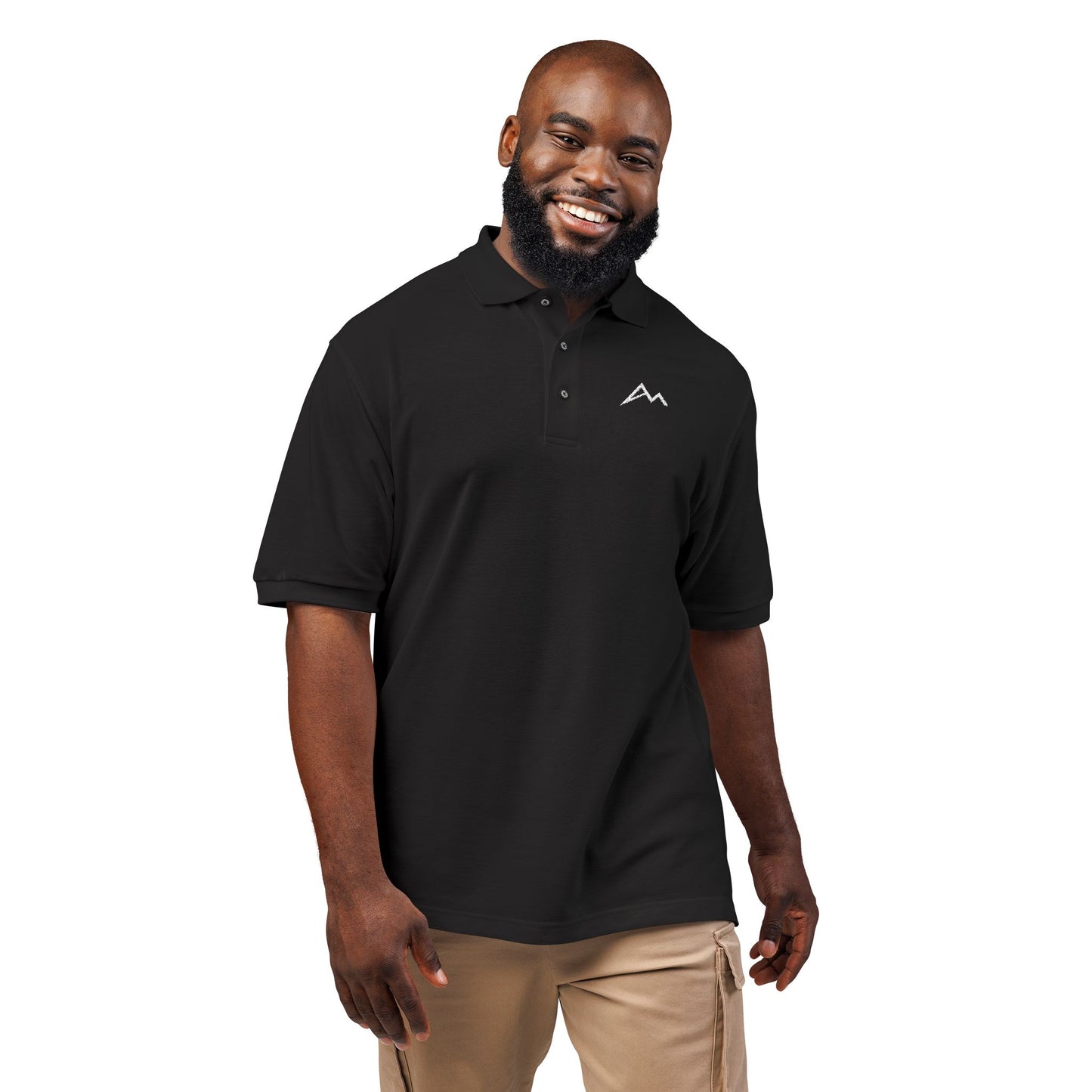 Embroidered Minimalist Mountain Polo Shirt
