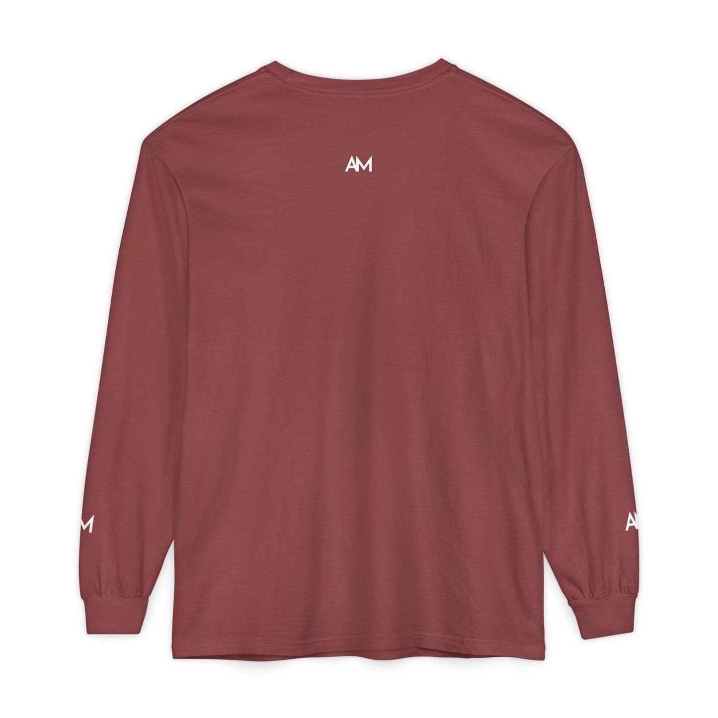 AM Logo Garment-Dyed Long Sleeve T-Shirt — Minimalist Unisex Tee