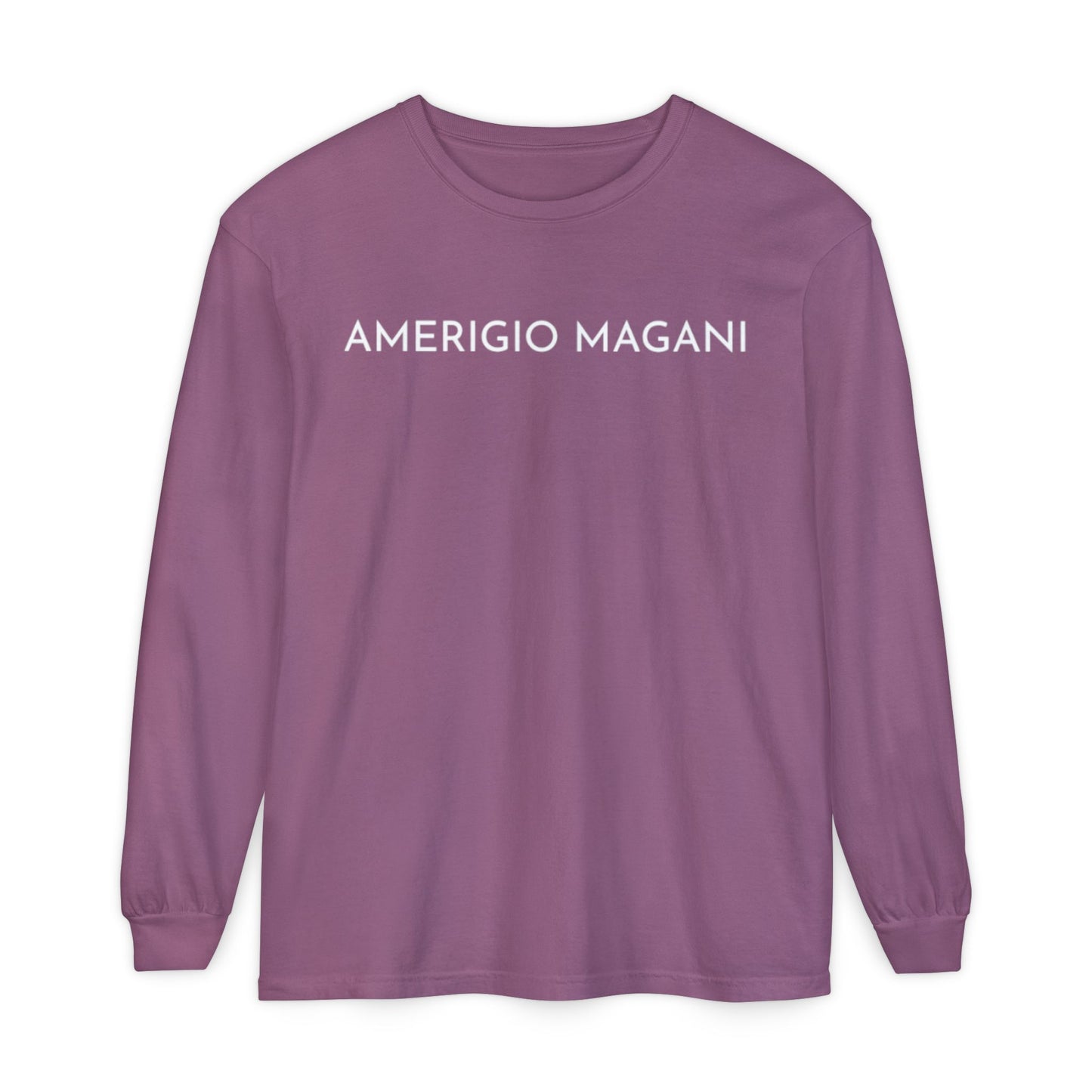 Amerigio Magani Long Sleeve Tee — Minimalist Name Graphic Shirt