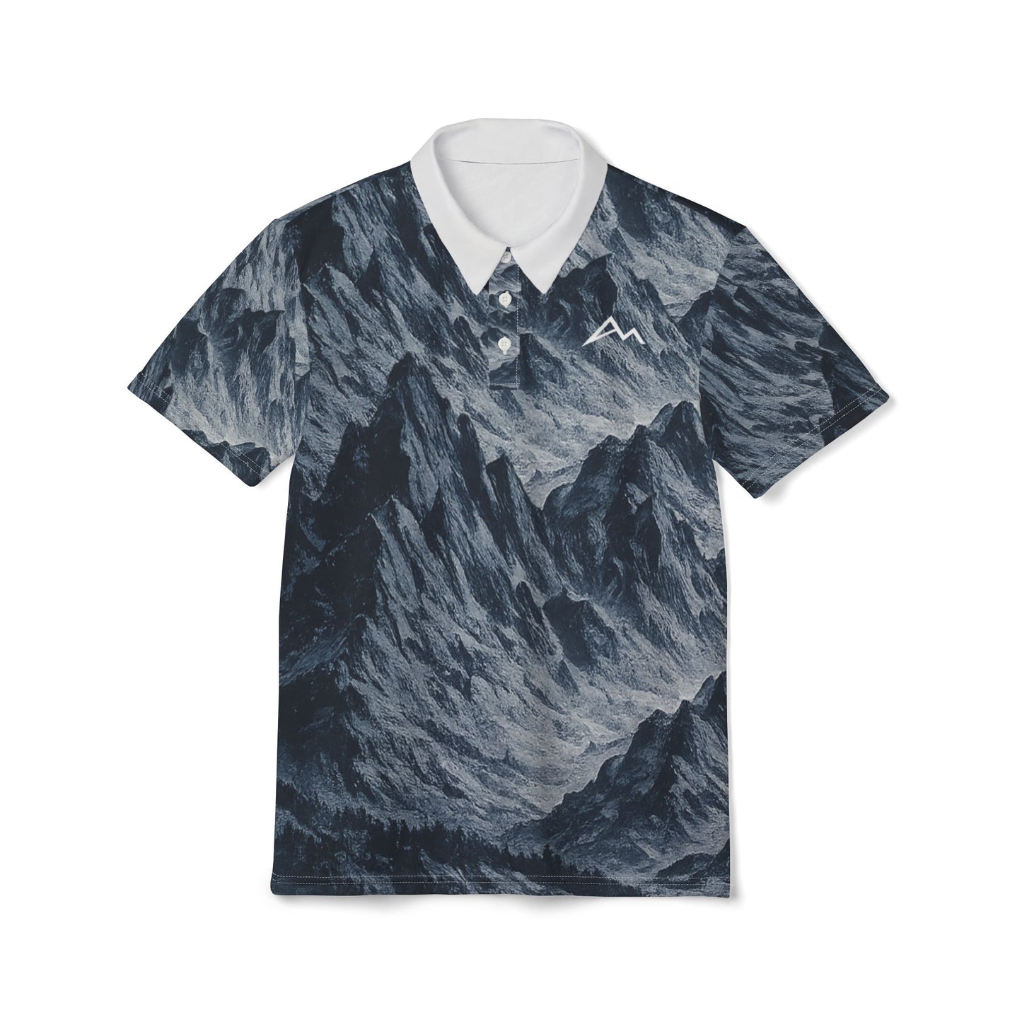Mountain Wave Polo Shirt — All-Over Print Outdoor Graphic Polo