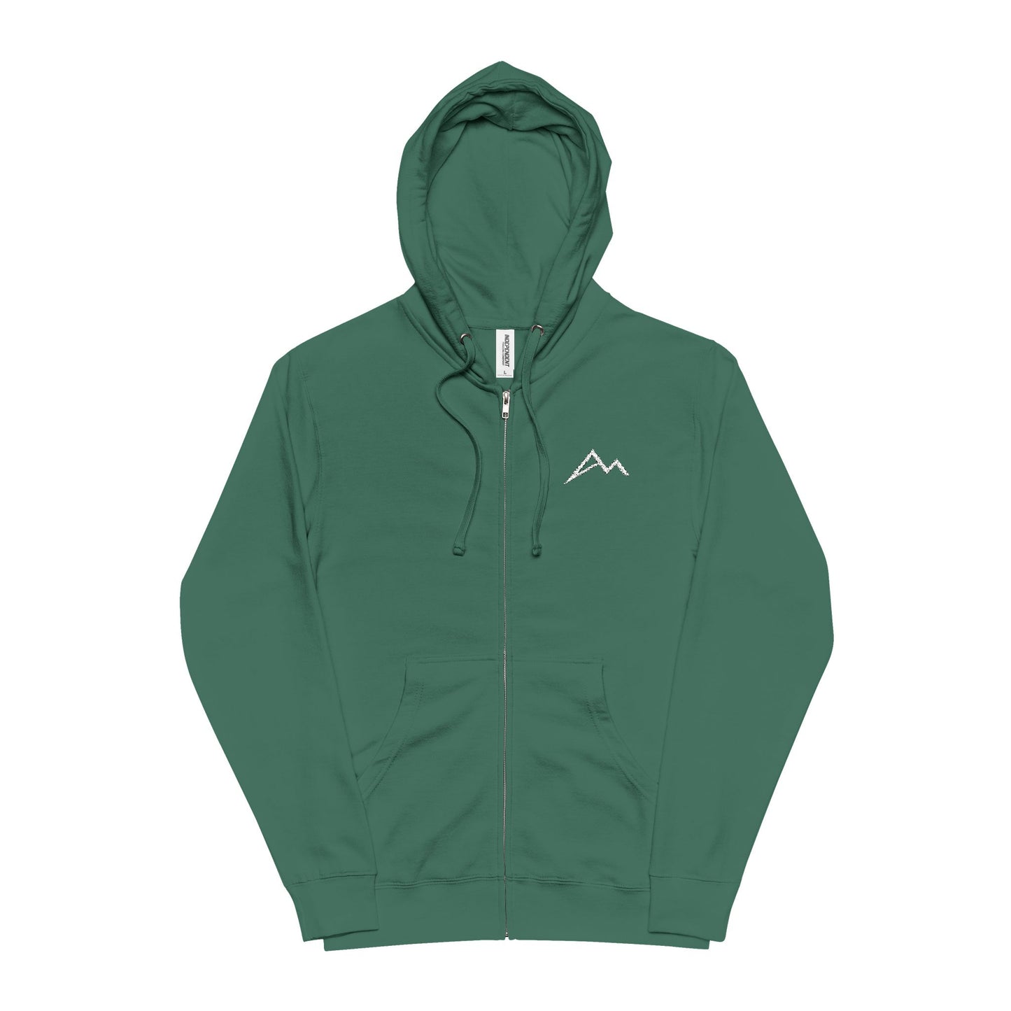 Mountain Logo Zip-Up Hoodie — Minimal Outdoor Fleece Jacket