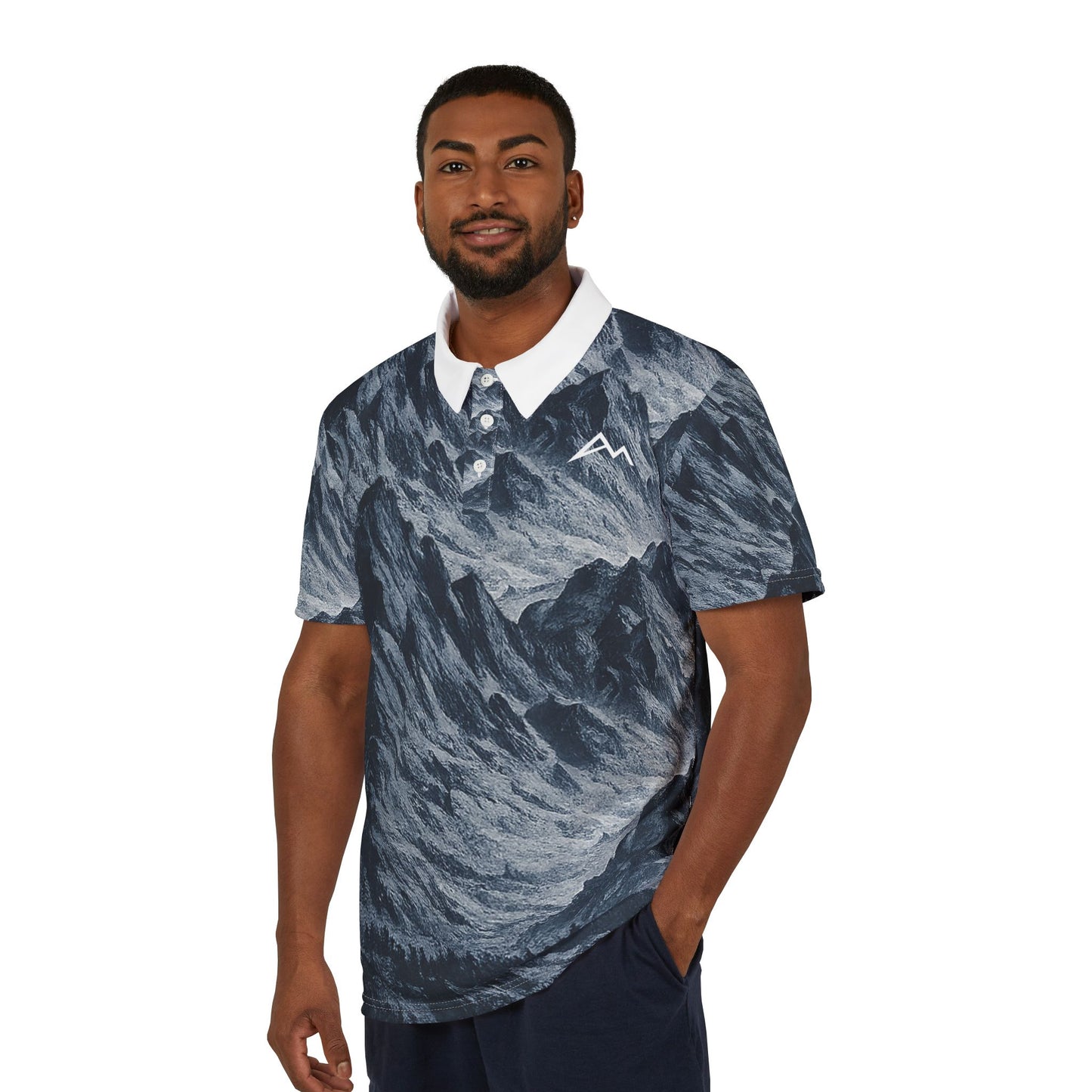 Mountain Wave Polo Shirt — All-Over Print Outdoor Graphic Polo