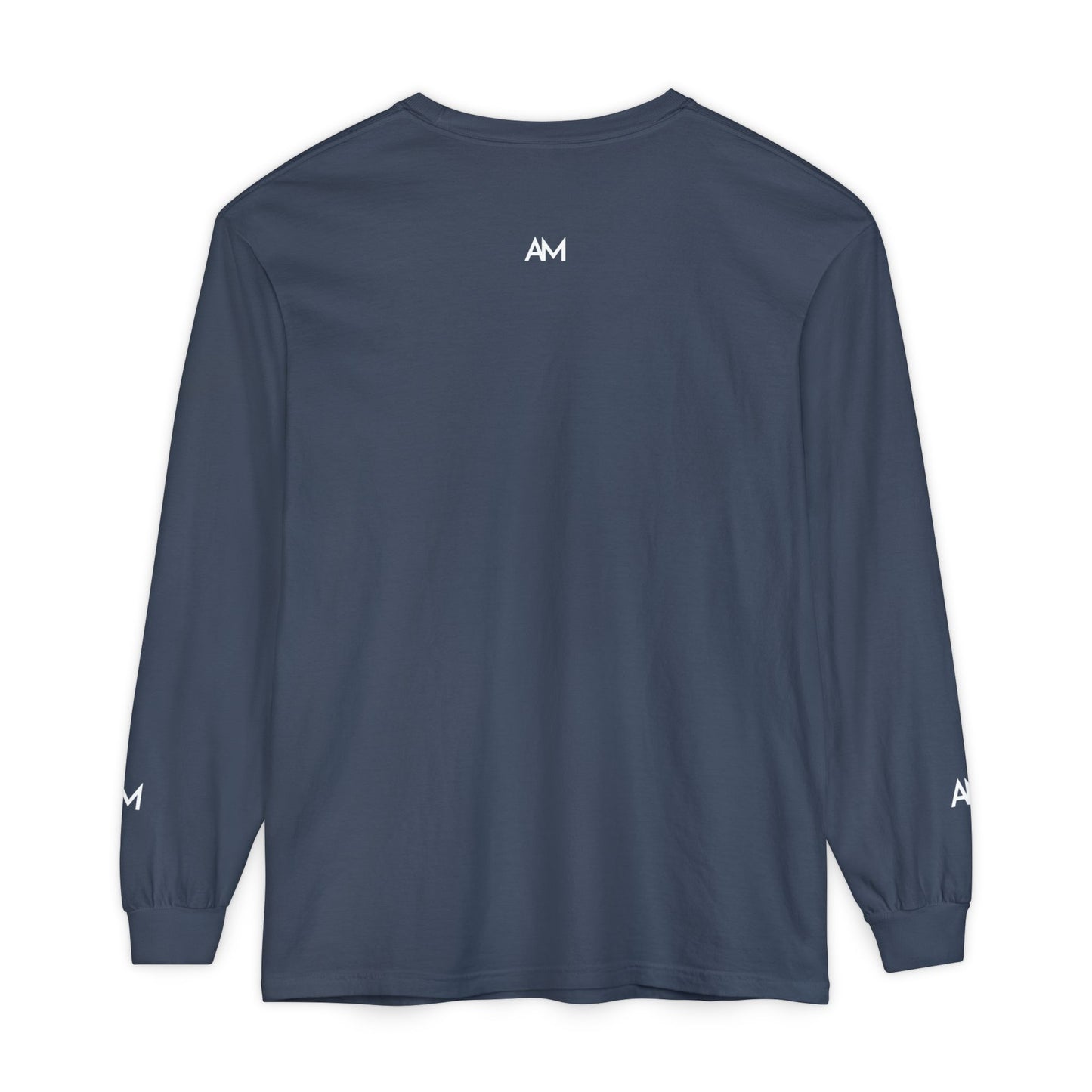 AM Logo Garment-Dyed Long Sleeve T-Shirt — Minimalist Unisex Tee