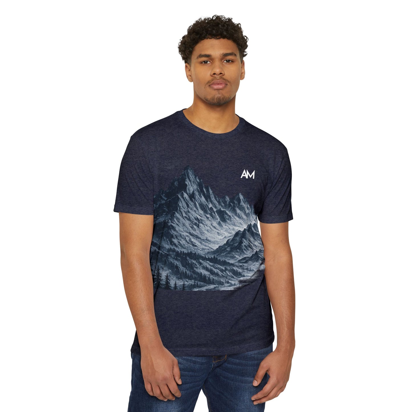 Mountain Nightscape T‑Shirt — AM Logo Graphic Tee
