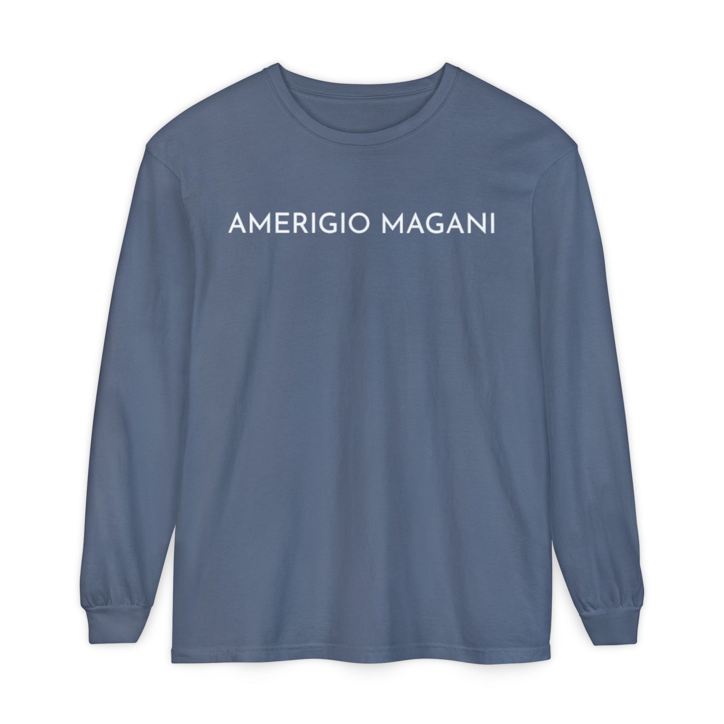 Amerigio Magani Long Sleeve Tee — Minimalist Name Graphic Shirt