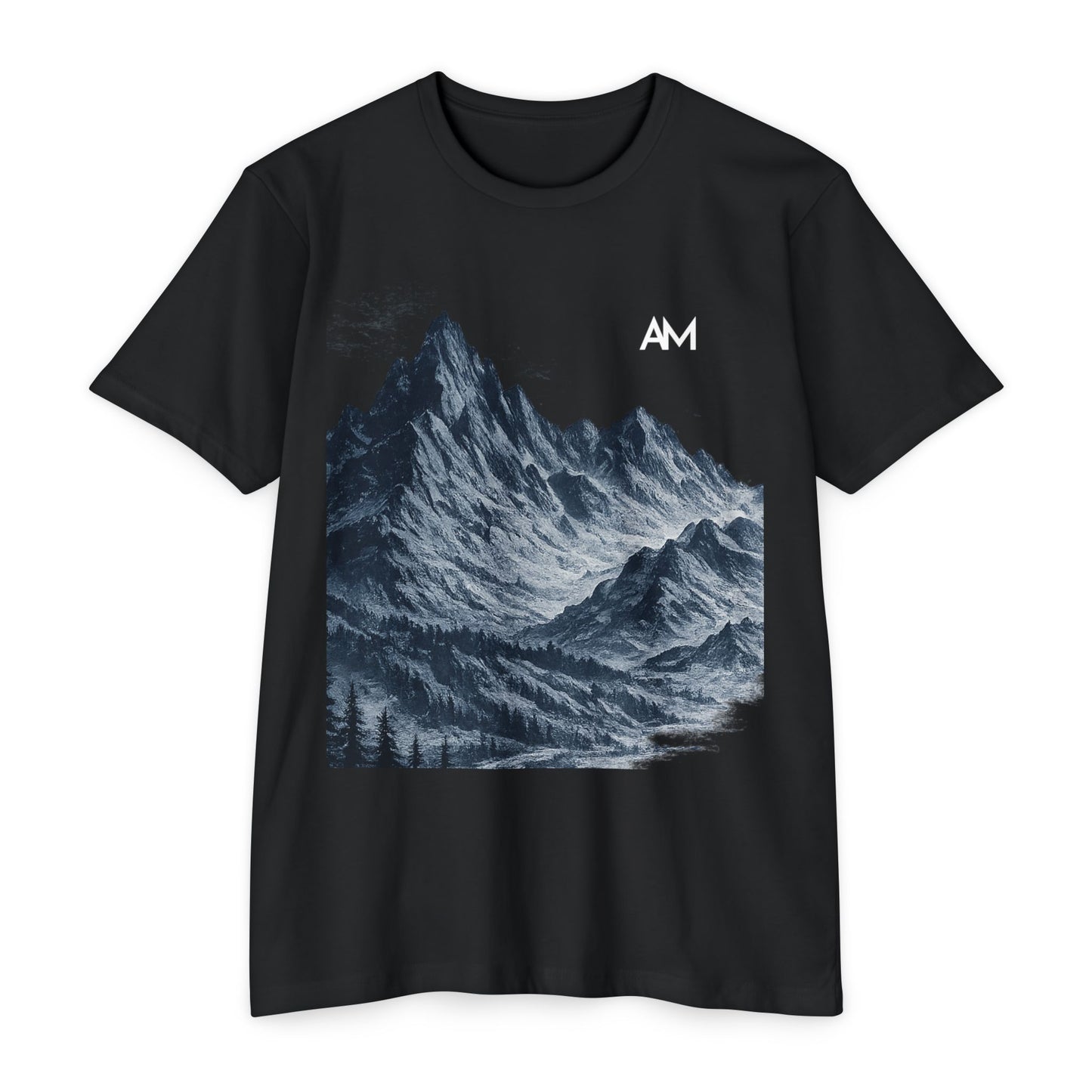 Mountain Nightscape T‑Shirt — AM Logo Graphic Tee