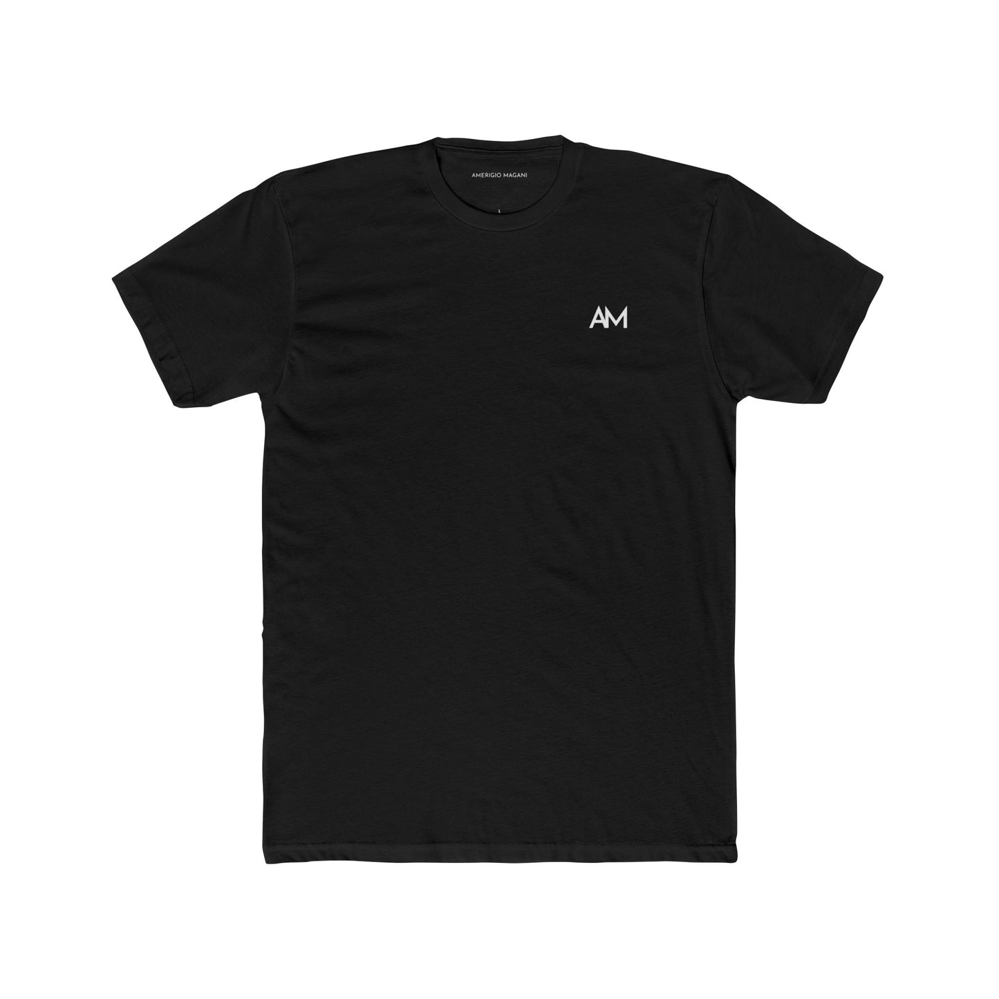 Mountain Peak Graphic Tee — AM Logo Black Cotton T-Shirt