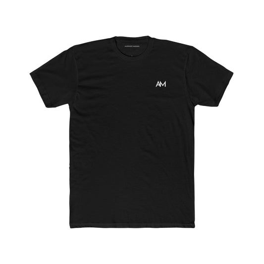 Mountain Peak Graphic Tee — AM Logo Black Cotton T-Shirt
