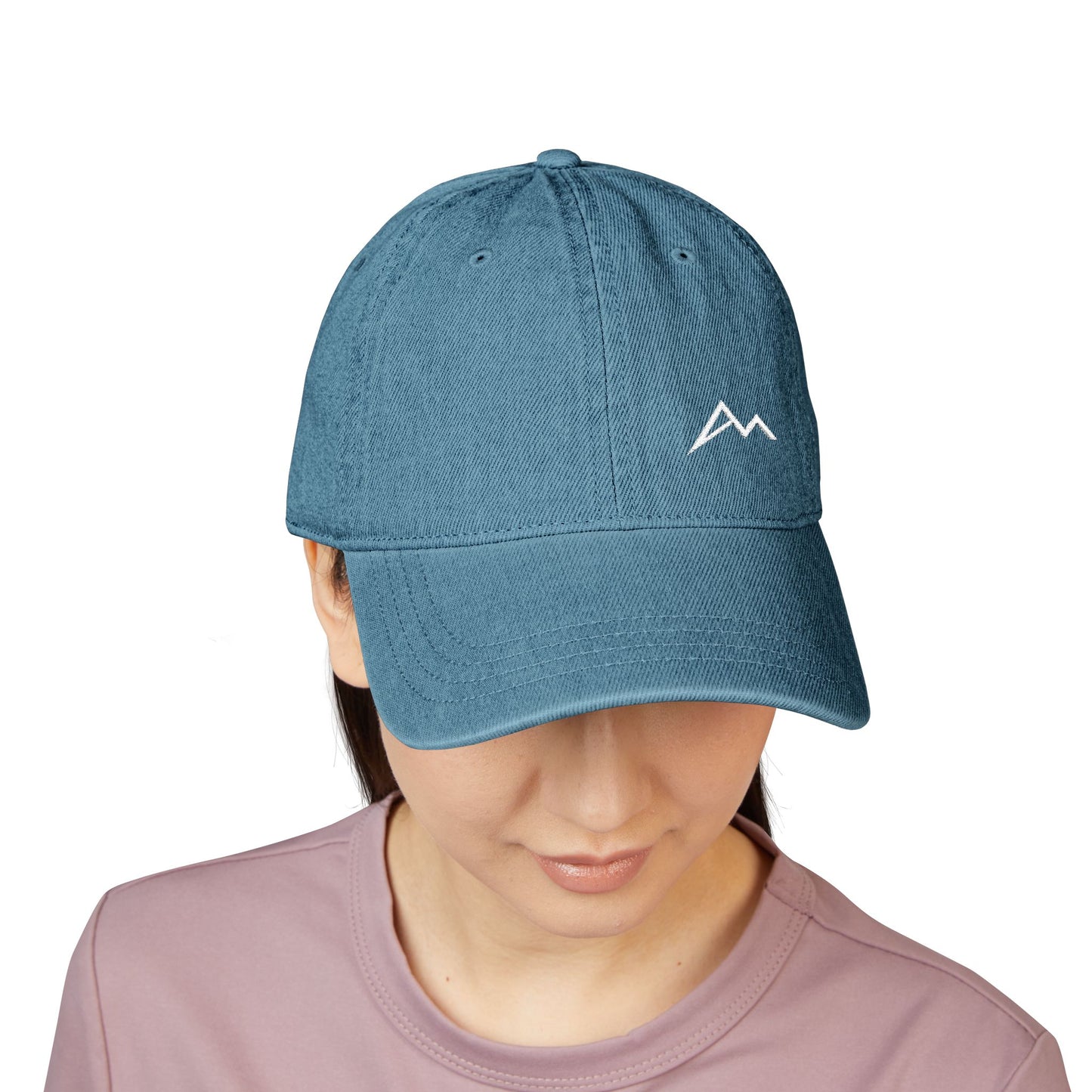 Embroidered Mountain Logo Denim Hat