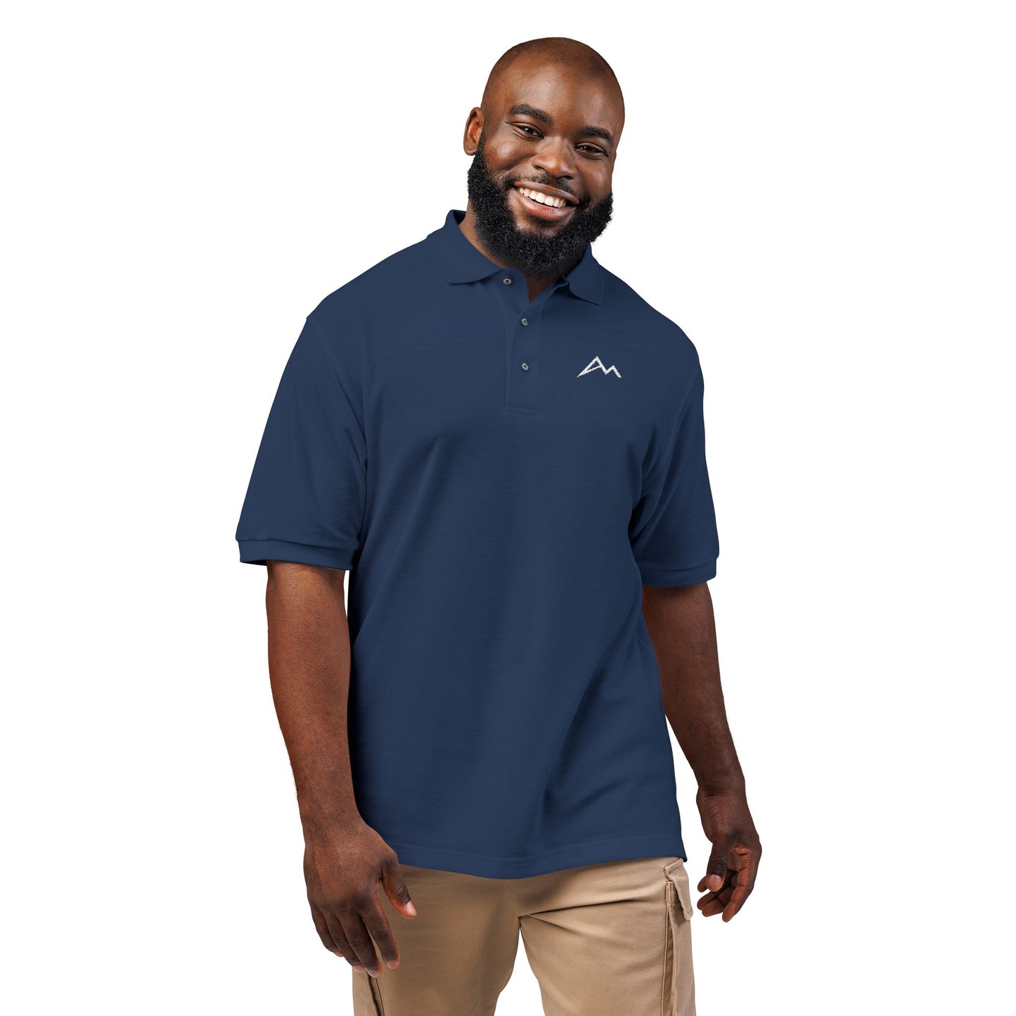 Embroidered Minimalist Mountain Polo Shirt