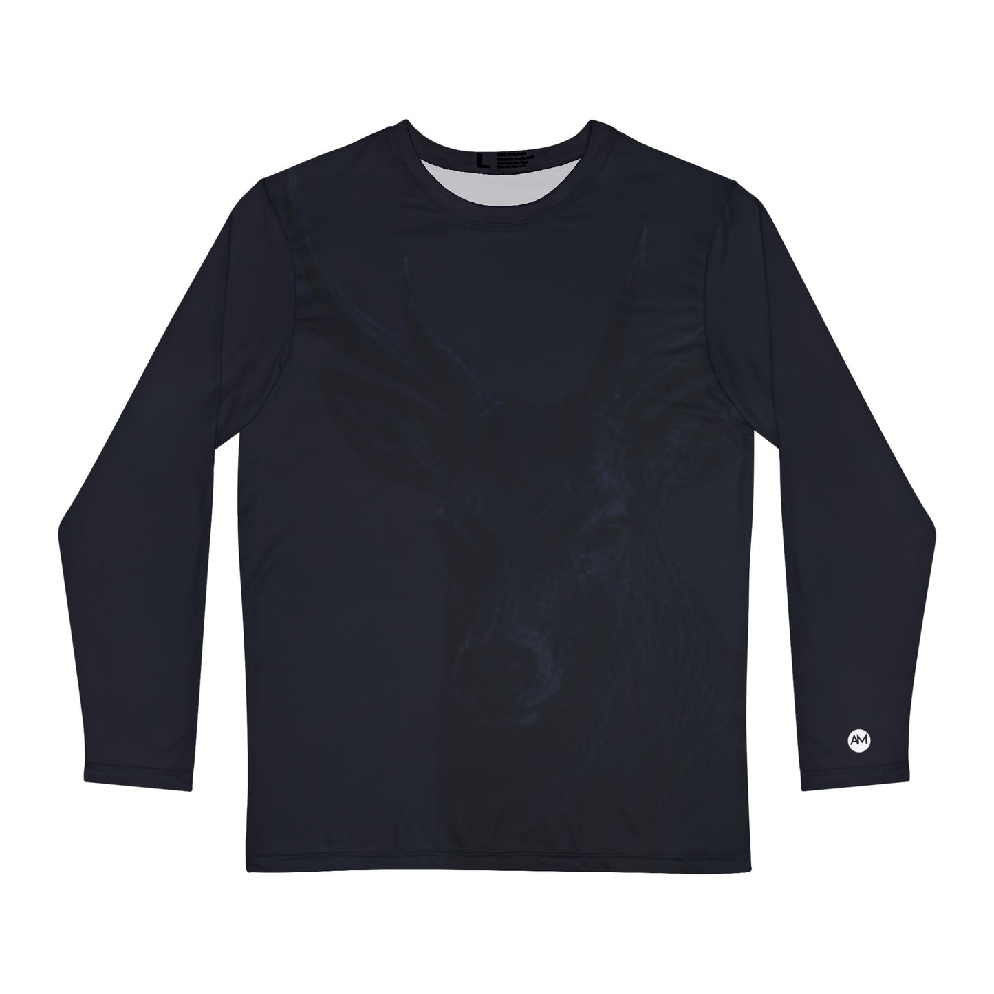Men's Long Sleeve Shirt – Plain Black Performance Crewneck