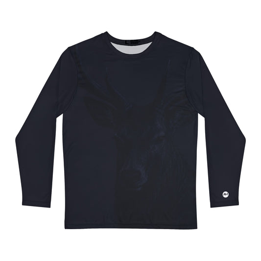Men's Long Sleeve Shirt – Plain Black Performance Crewneck