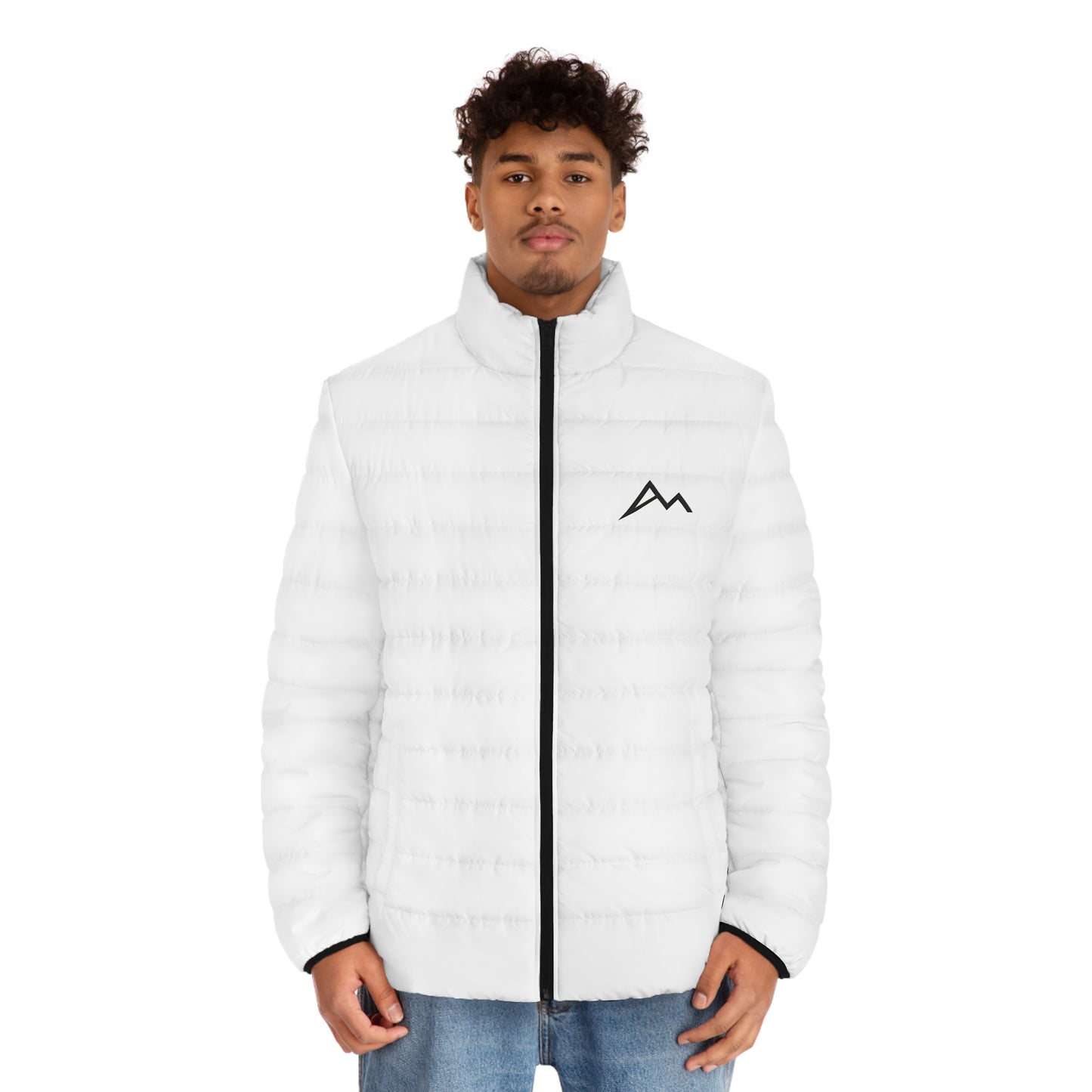 Men's Mountain Logo Puffer Jacket — Lightweight Quilted Winter Coat