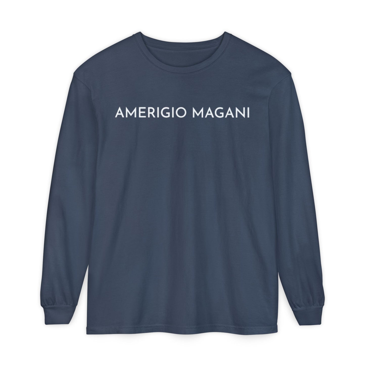Amerigio Magani Long Sleeve Tee — Minimalist Name Graphic Shirt