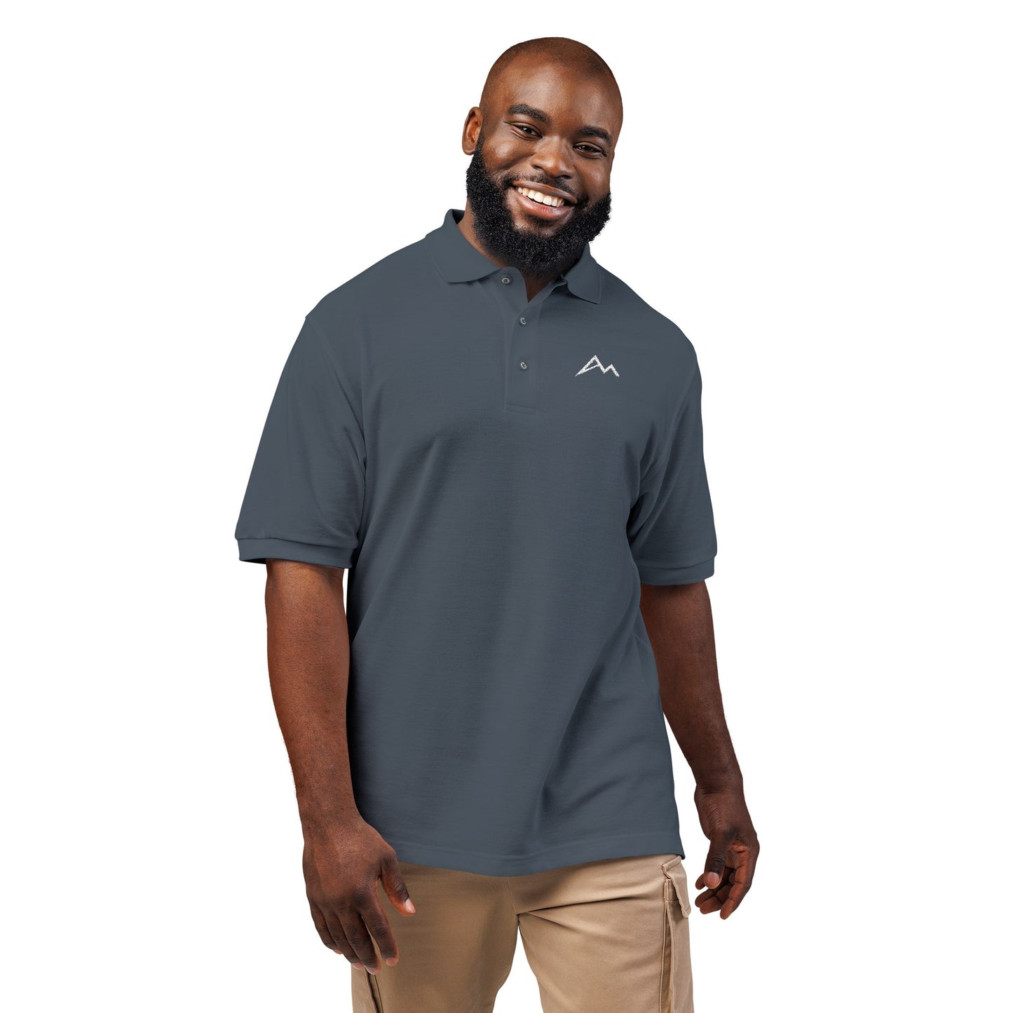 Embroidered Minimalist Mountain Polo Shirt