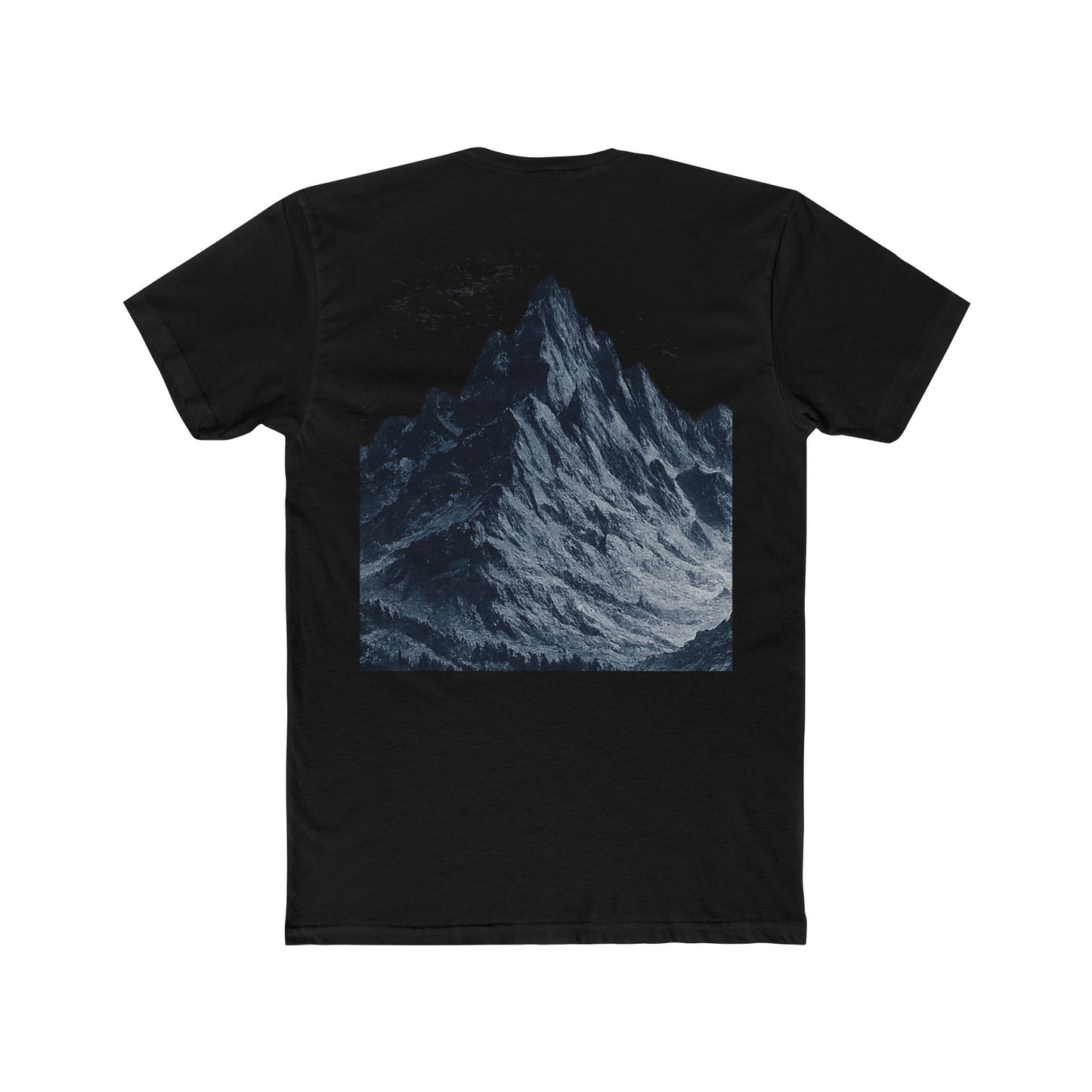 Mountain Peak Graphic Tee — AM Logo Black Cotton T-Shirt