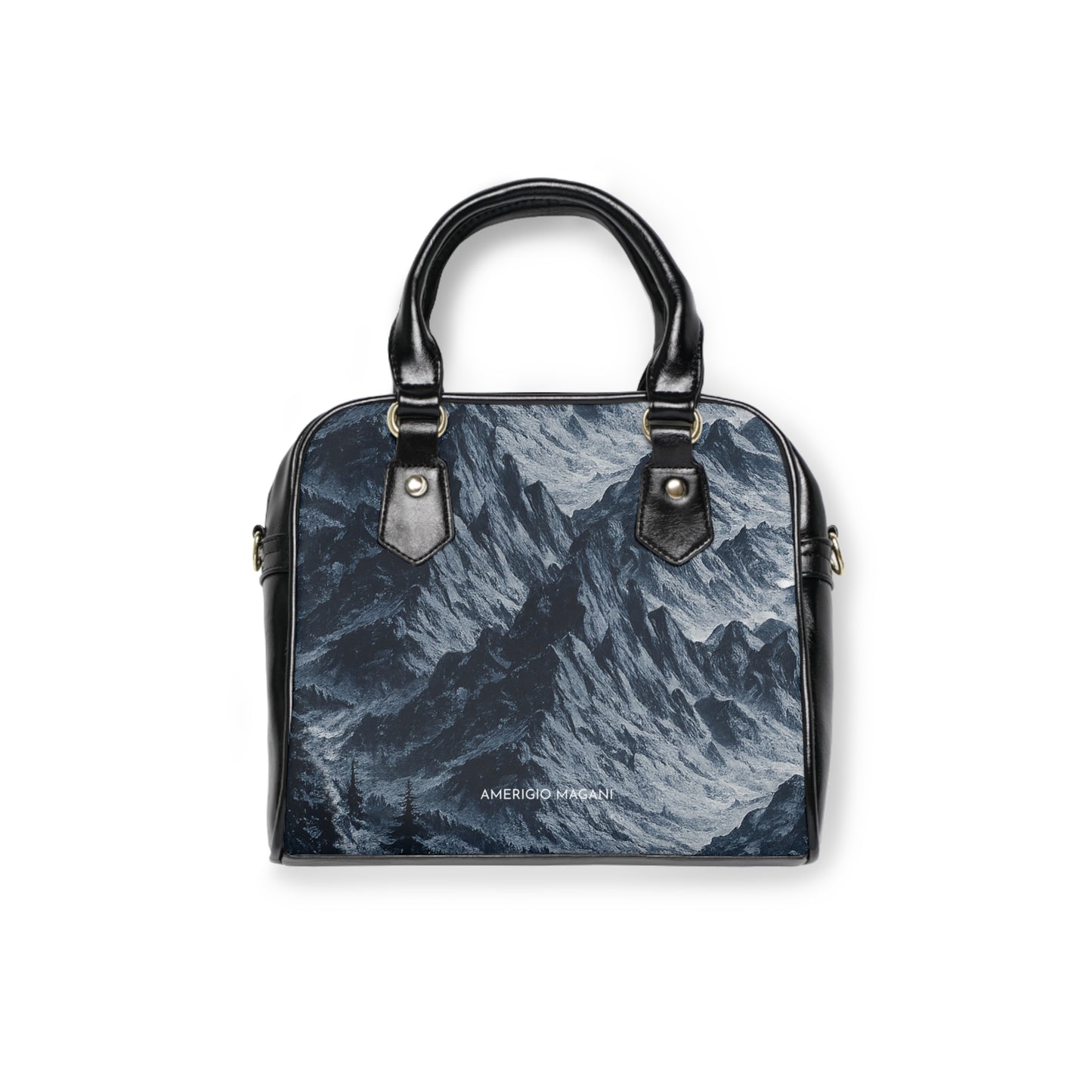 Shoulder Handbag - Stormy Ocean Waves Print Leather Tote