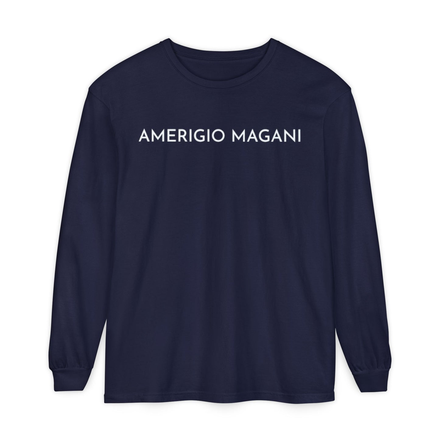 Amerigio Magani Long Sleeve Tee — Minimalist Name Graphic Shirt