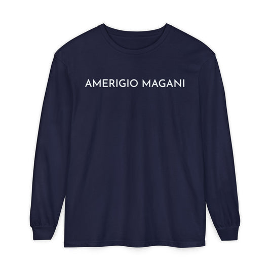 Amerigio Magani Long Sleeve Tee — Minimalist Name Graphic Shirt