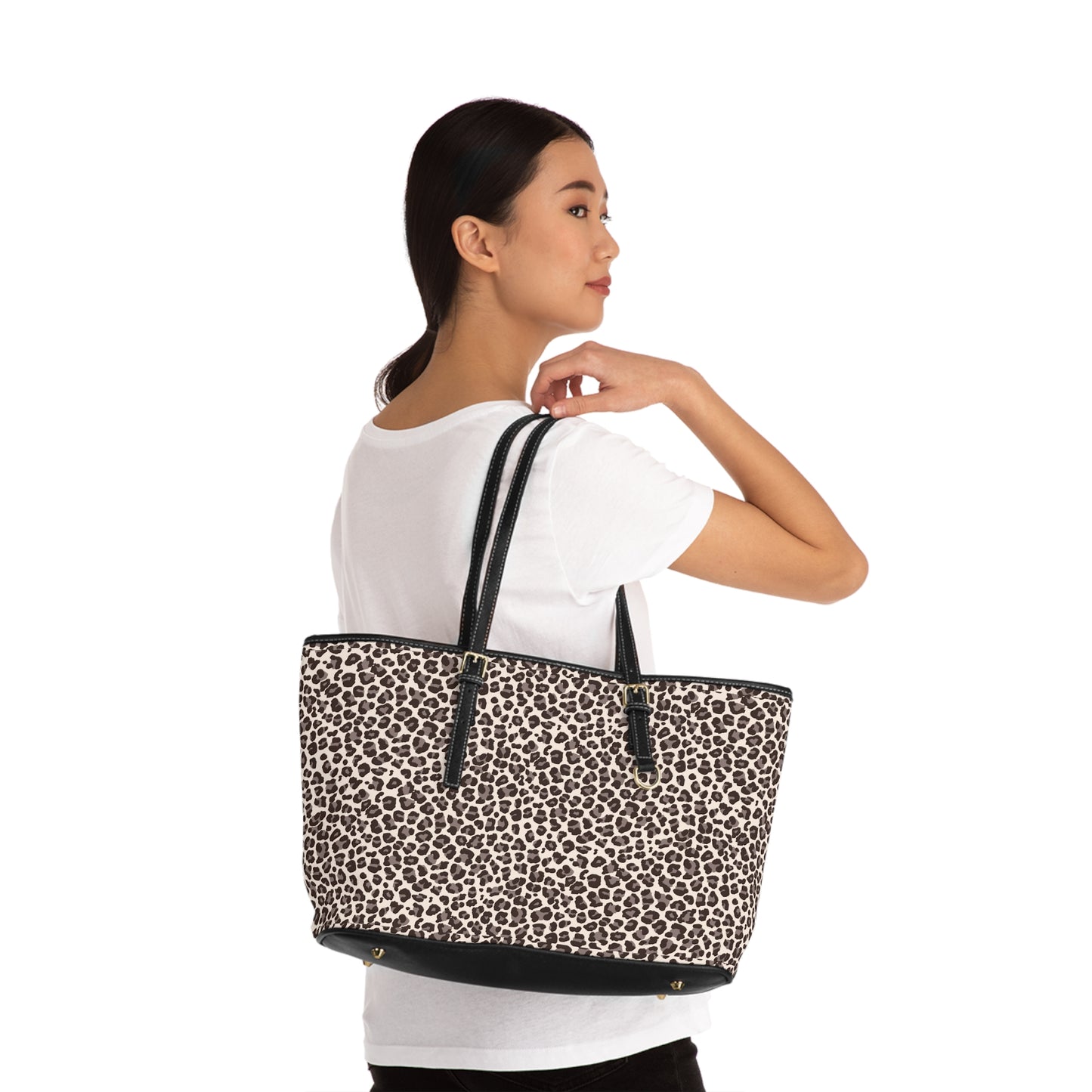 Leopard Print PU Shoulder Bag — Animal Print Tote Purse