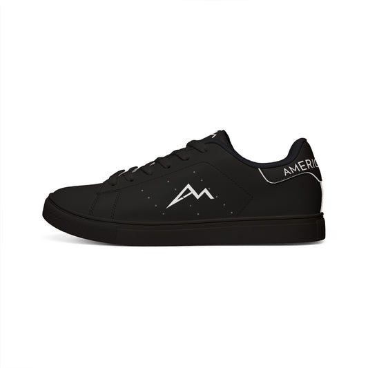 Men's Black Low-Top Leather Sneakers