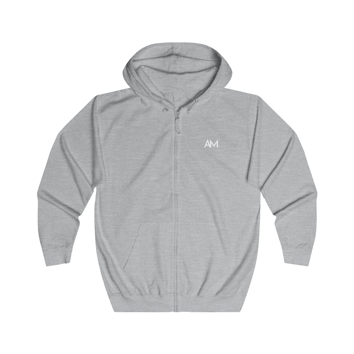 AM Logo Full-Zip Hoodie — Minimal Embroidered Chest Zip-Up Hoodie