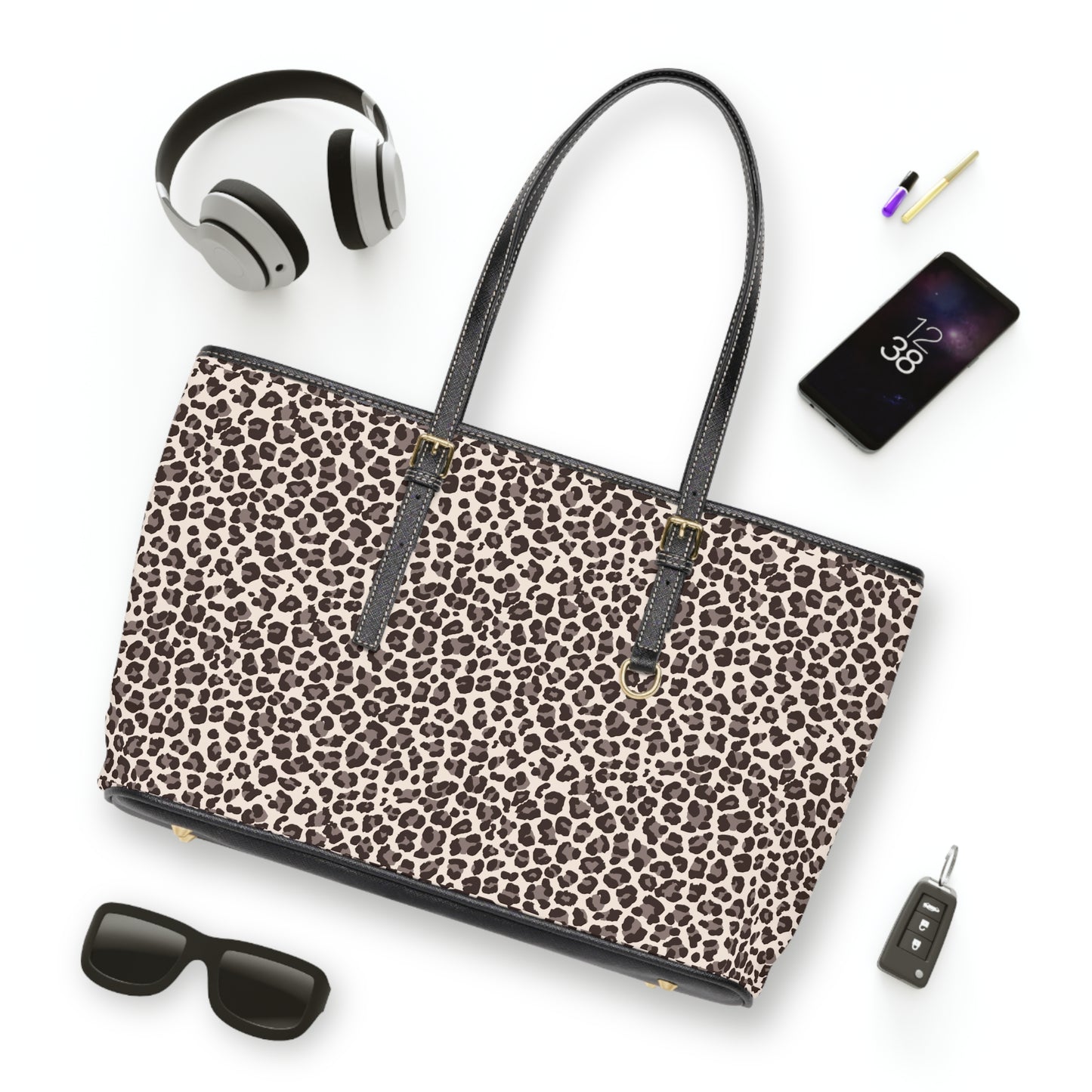 Leopard Print PU Shoulder Bag — Animal Print Tote Purse