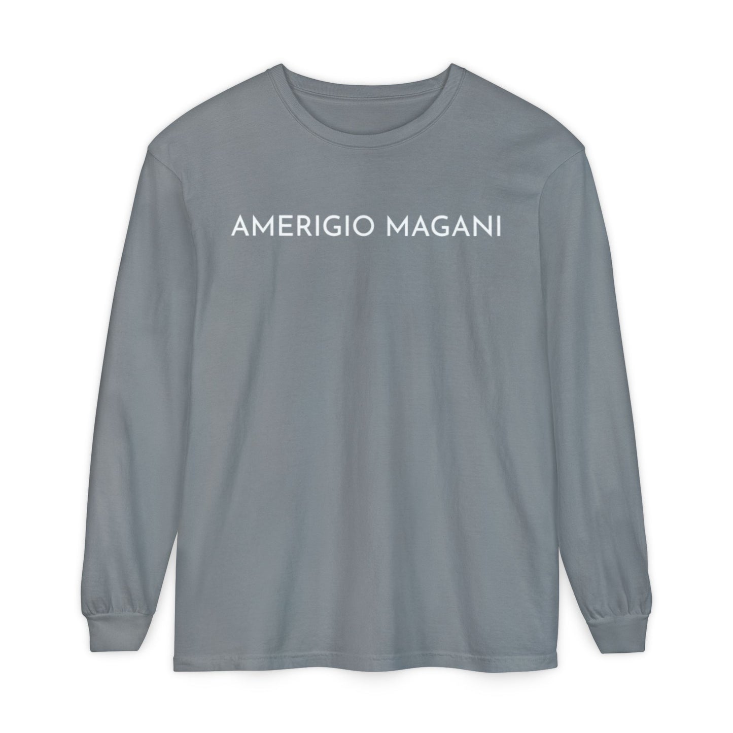 Amerigio Magani Long Sleeve Tee — Minimalist Name Graphic Shirt